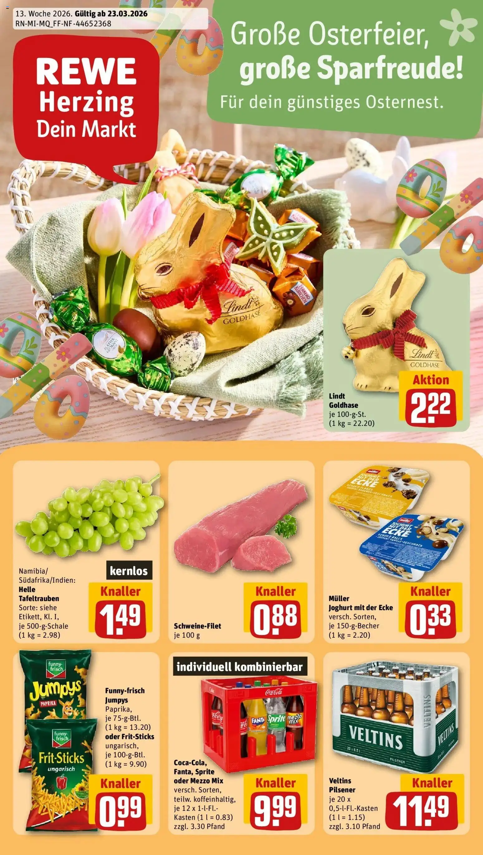 Rewe Prospekt Bad Orb	 – gültig ab 23.03.2026 | Seite: 1 | Produkte: Coca cola, Joghurt, Schweinefilet, Chips