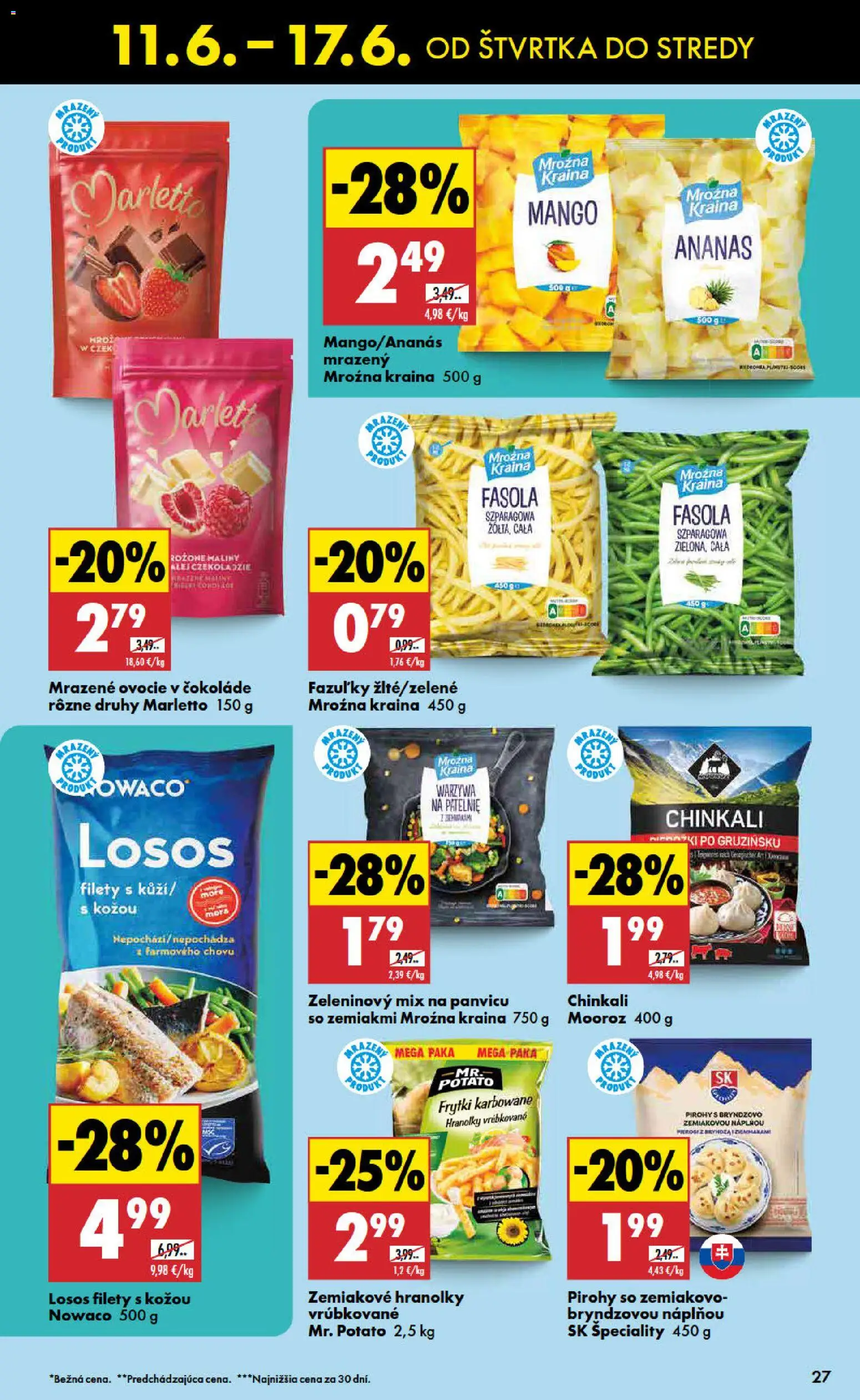 Nové Biedronka akcie – leták je platný od 11.06.2026 | Strana: 27 | Produkty: Losos, Ananás, Mango, Ovocie