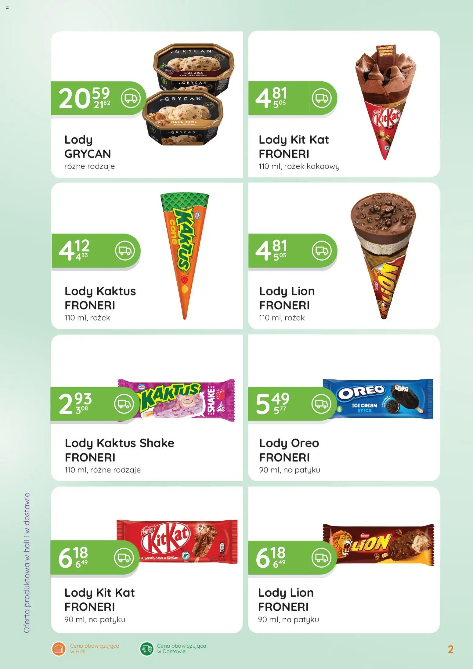 Eurocash gazetka - Oferta Handlowa od 01.06.2026 | Strona: 2 | Produkty: Lody Kaktus, Lody