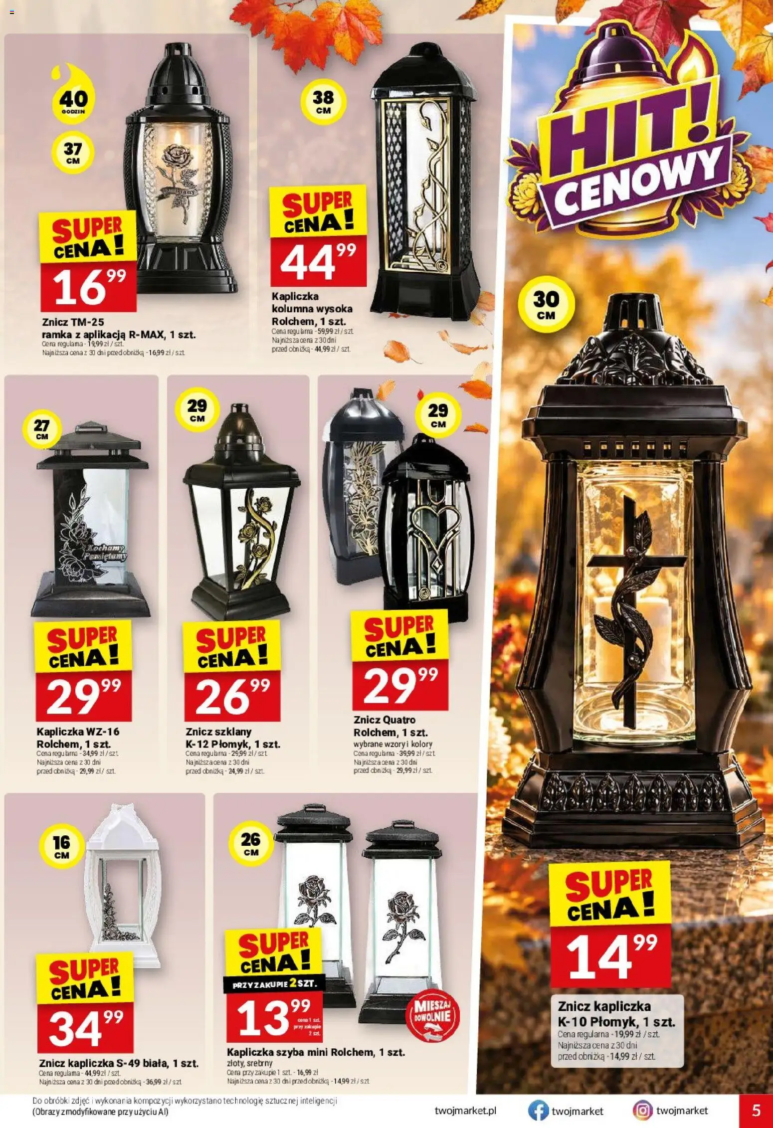 Twój Market gazetka od 14.10.2026 | Strona: 5 | Produkty: Znicz kapliczka, Ramka