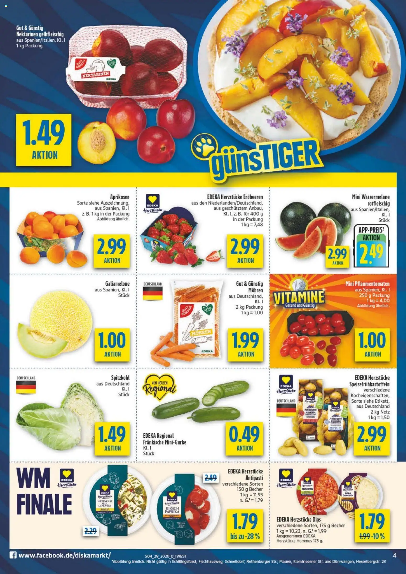 Diska - Diska Angebote Bayern KW28 – gültig ab 13.07.2026 | Seite: 4 | Produkte: Nektarinen, Mohren, Wassermelone, Erdbeeren
