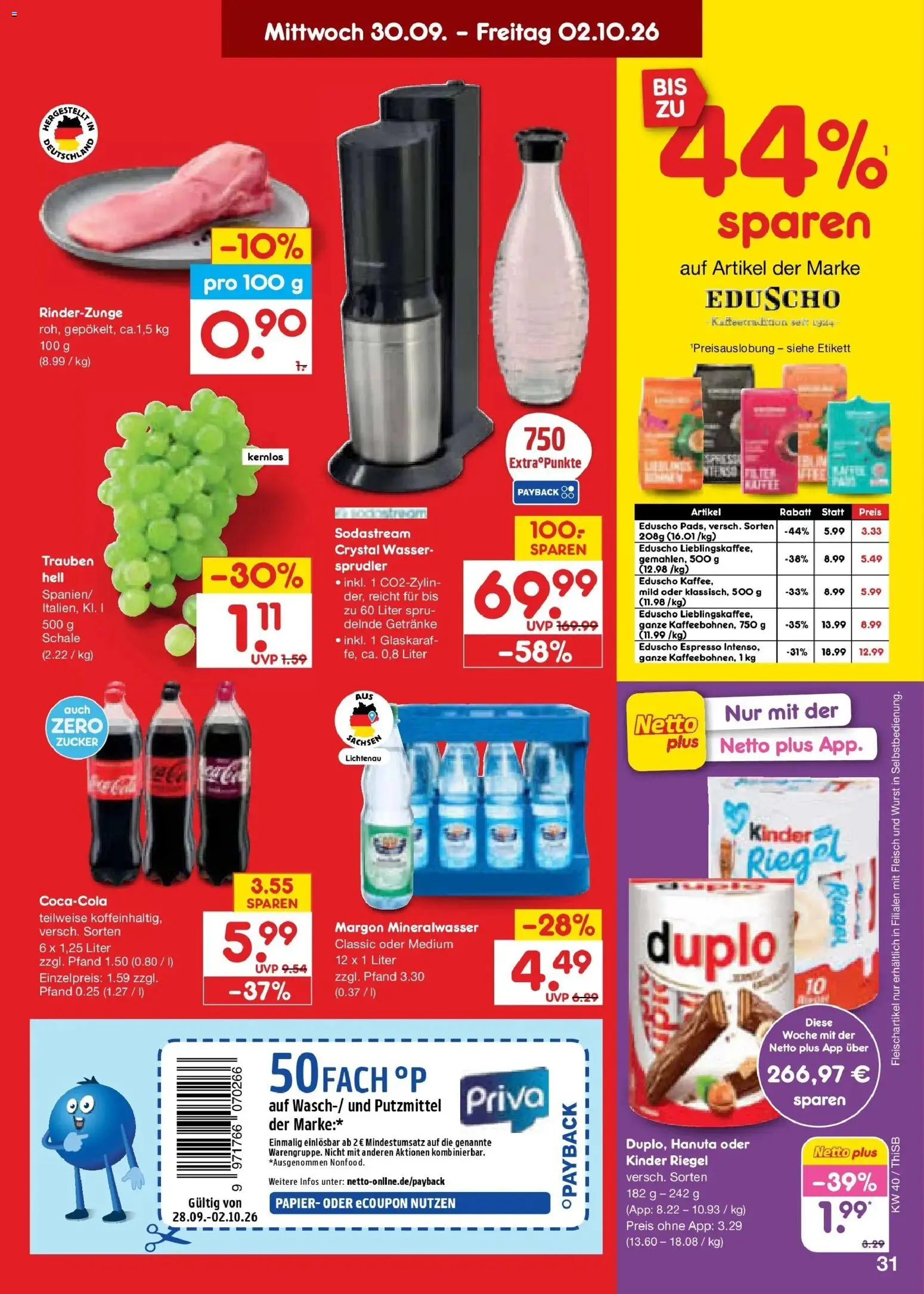 Netto Marken-Discount Prospekt Pirna – gültig ab 28.09.2026 | Seite: 49 | Produkte: Wasser, Zucker, Fleisch, Eduscho