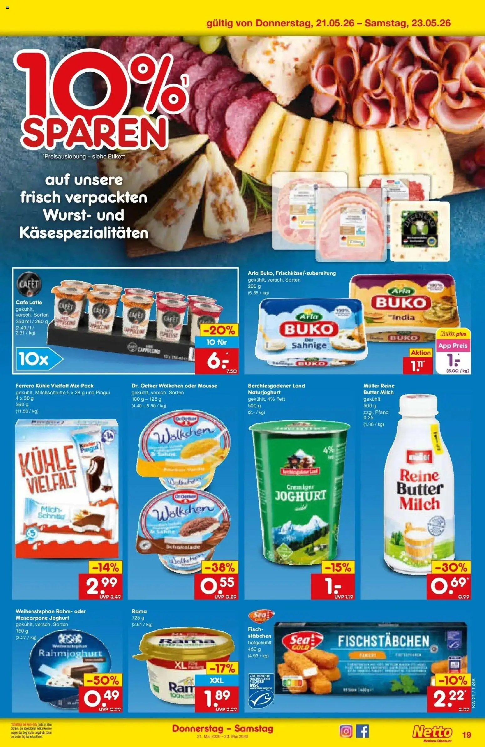 Netto Marken-Discount Prospekt Lahr-Langenwinkel	 – gültig ab 17.05.2026 | Seite: 21 | Produkte: Mascarpone, Fisch, Fischstabchen, Sahne