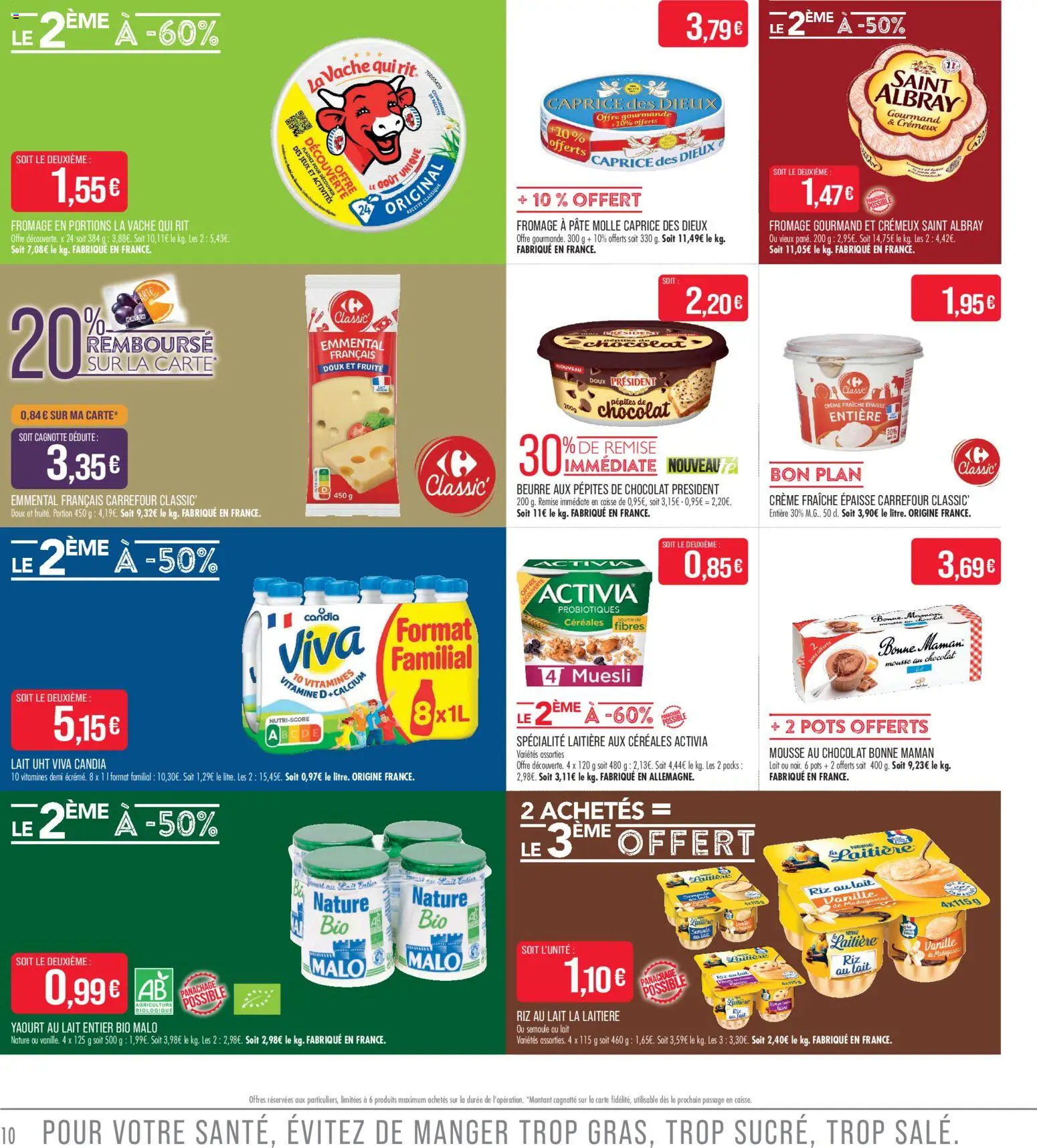 {H1} | Page: 10 | Produits: Lait entier, Emmental, Beurre, Jeux
