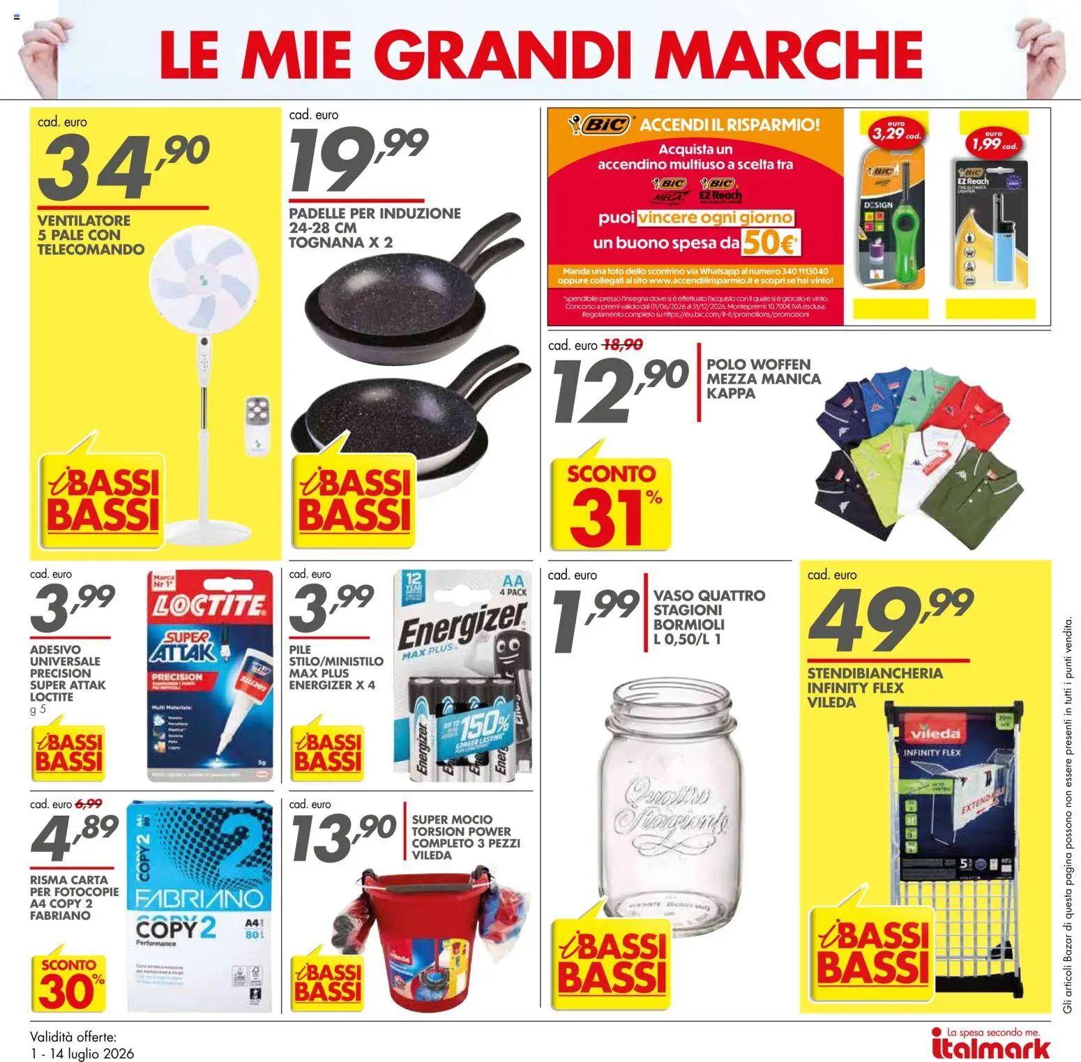 Volantino Italmark del 01/07/2026 | Pagina: 18 | Prodotti: Pile, Mocio, Stendibiancheria, Vaso