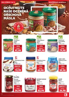 Náhled letáku Lískaoříškové máslo, Bio lískokřiškové máslo 250 g od 16.09.2026 | Strana: 32 | Produkty: Bonne maman, Krém, Lino lada, Máslo 250 g