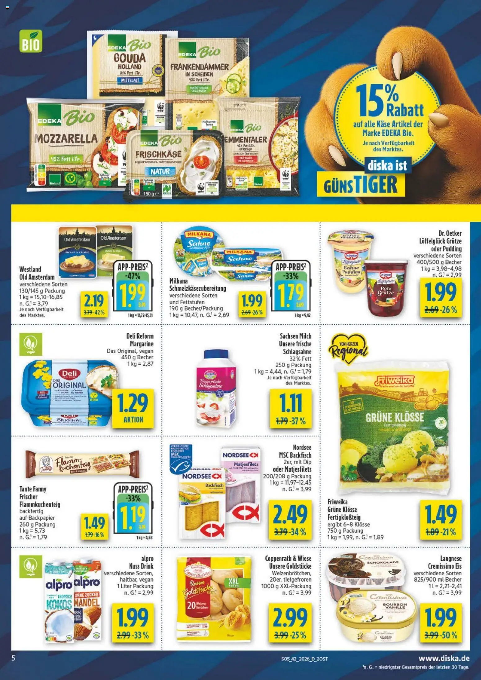 Diska Prospekt – gültig ab 12.10.2026 | Seite: 5 | Produkte: Mozzarella, Zucker, Bourbon, Frischkase