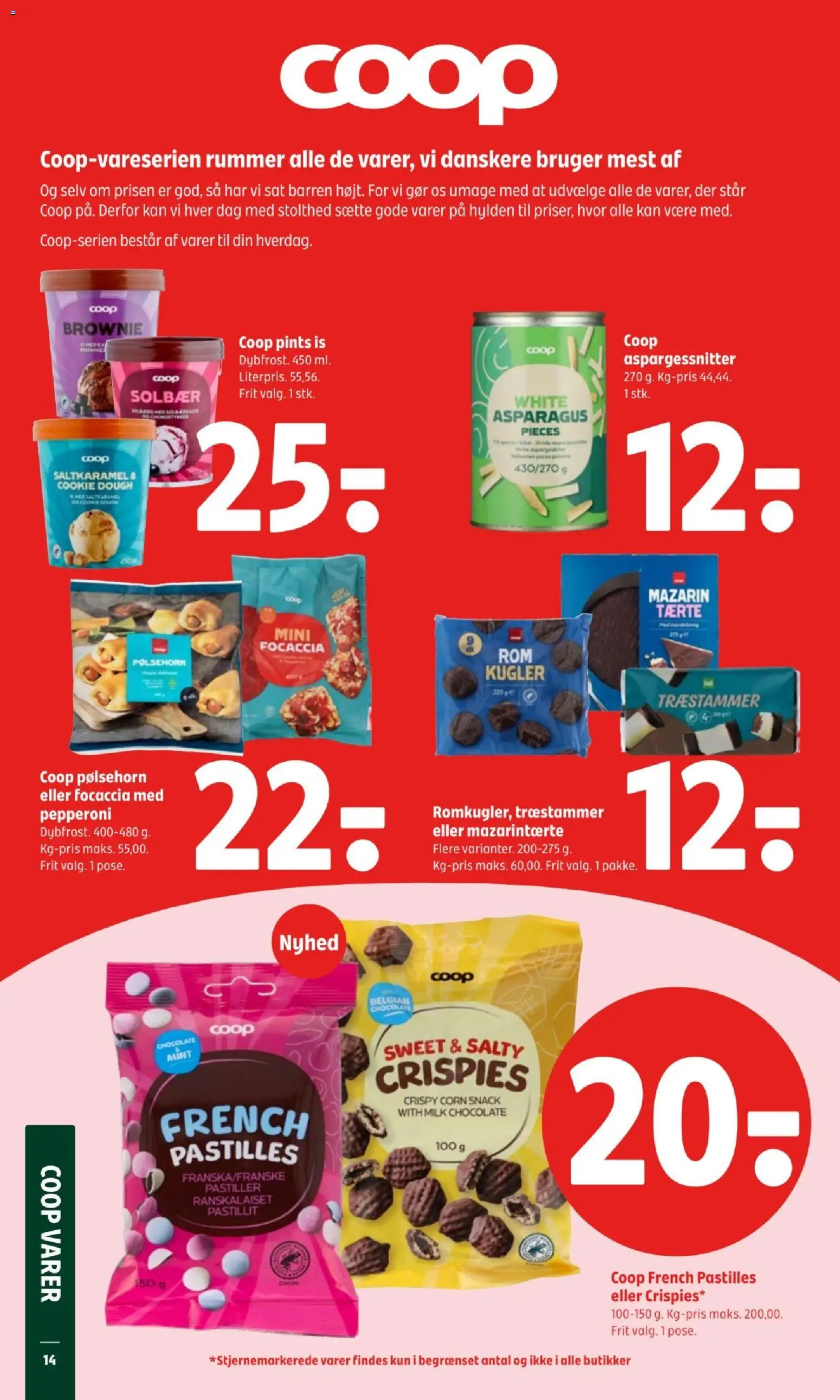 Coop 365 tilbudsavis – gyldig fra 19.03.2026 | Side: 13 | Produkter: Pølsehorn, Mazarintærte, Focaccia, Aspargessnitter