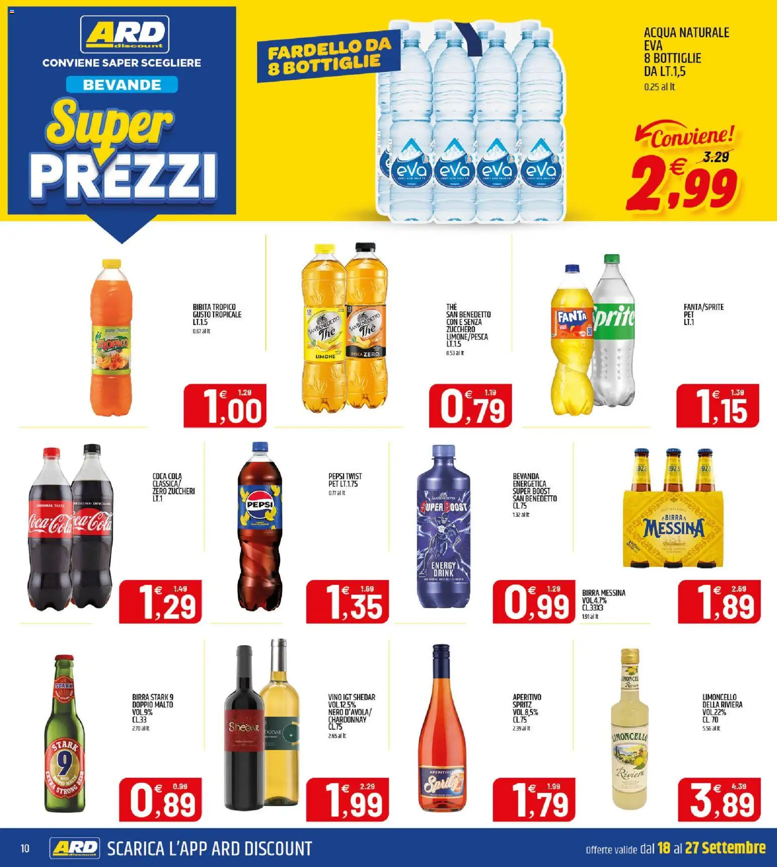 Volantino ARD Discount del 18/09/2026 | Pagina: 10 | Prodotti: Birra, Limone, Acqua naturale, Aperitivo