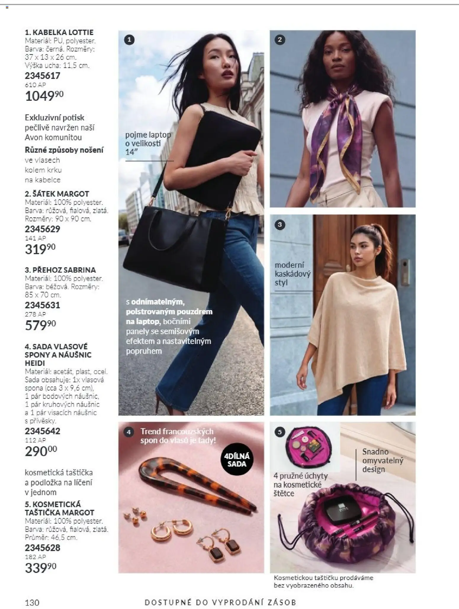 Avon Katalog 10/2026 od 01.10.2026 | Strana: 130 | Produkty: Přehoz, Kabelka, Šátek, Kosmetická taštička