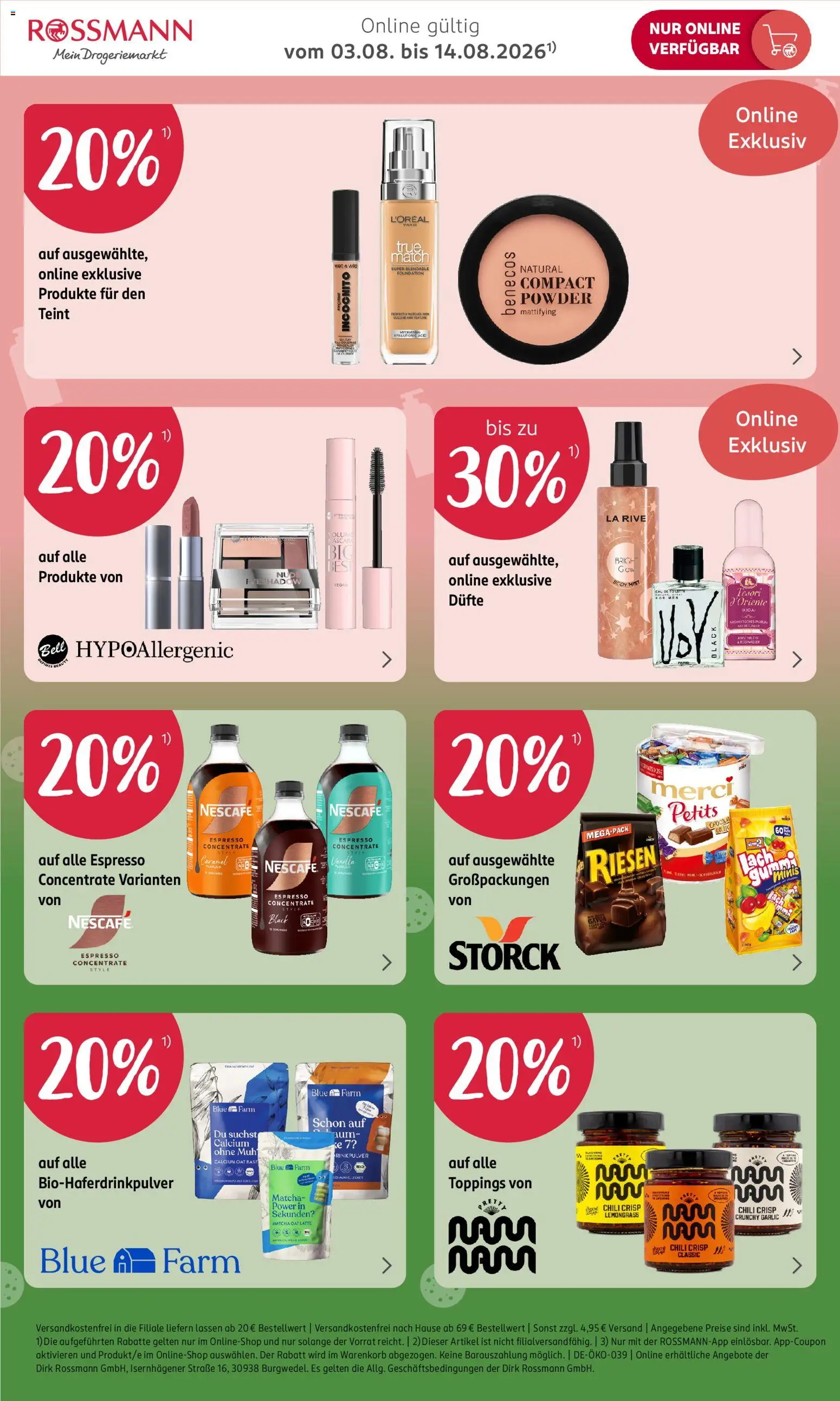 Rossmann Onlineprospekt – gültig ab 03.08.2026 | Seite: 2 | Produkte: Merci, Nescafe, Chili, Foundation