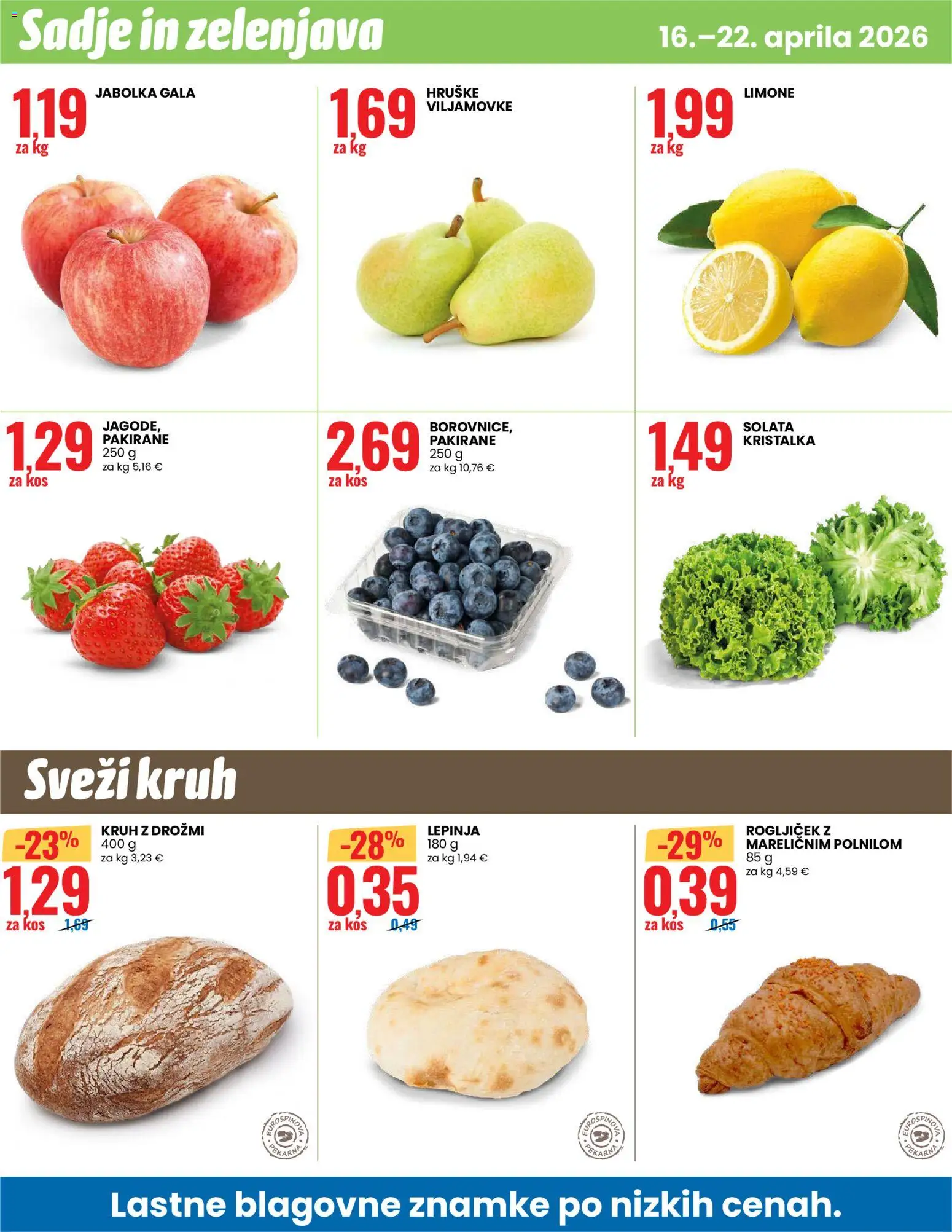 Novi Eurospin katalog ponudbe – veljaven od 16.04.2026 | Stran: 12 | Izdelki: Jabolka, Solata, Sadje, Hruške