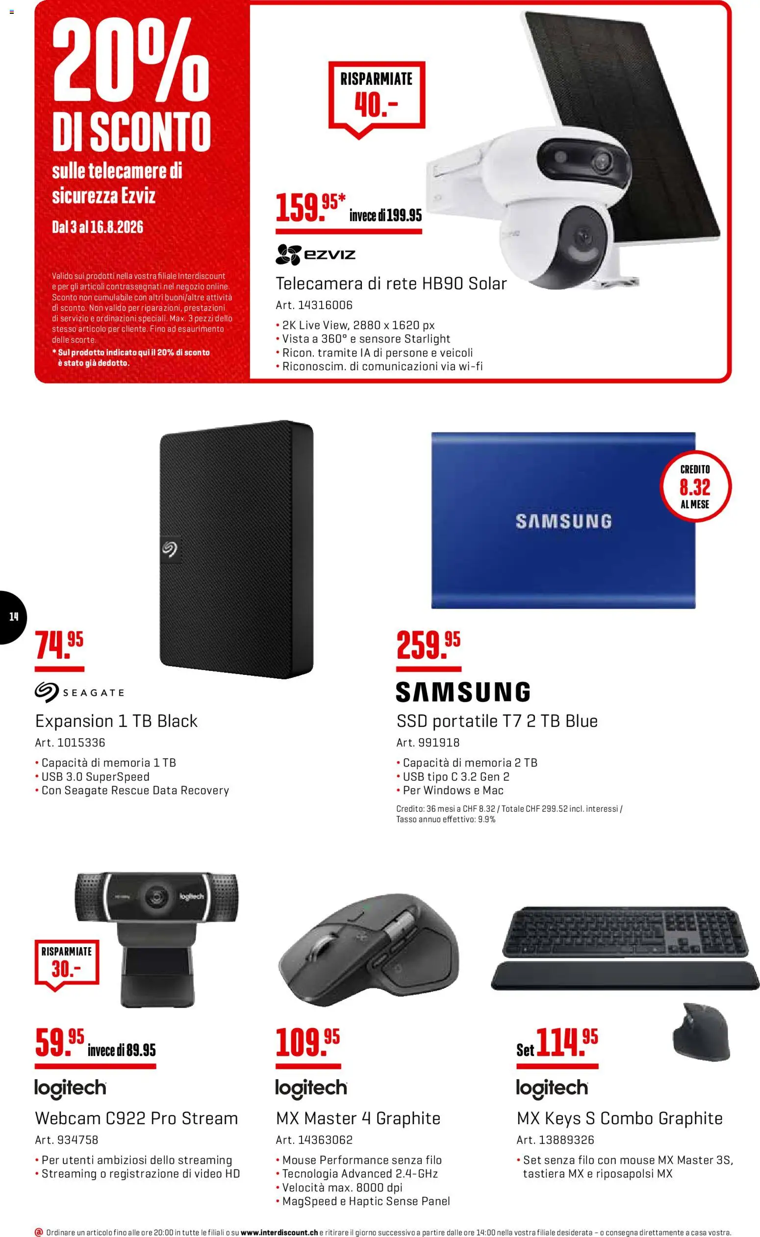 Interdiscount aktionen IT – gültig ab 03.08.2026 | Seite: 14 | Produkte: Video, Samsung, Usb