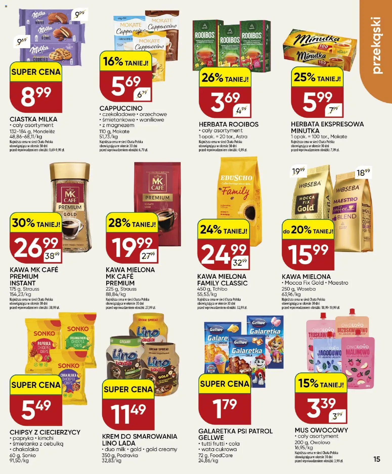 Chata Polska gazetka od 27.08.2026 | Strona: 15 | Produkty: Kawa mk cafe, Tchibo, Wata cukrowa, Milka choco wafer