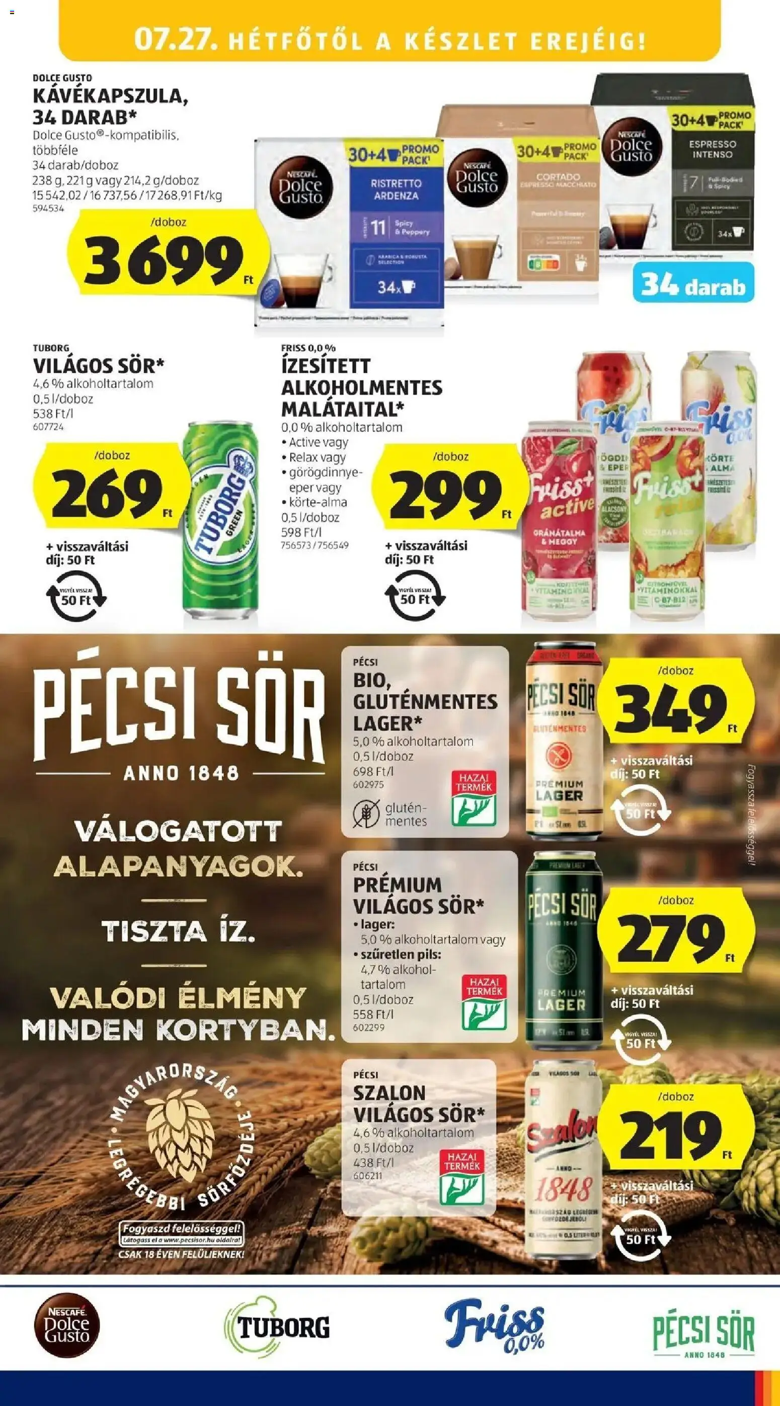 Aldi akciós ujság - amely érvényes a következő dátumtól: 2026.07.18. | Oldal: 25 | Termékek: Görögdinnye, Nescafé, Alkohol, Gránátalma