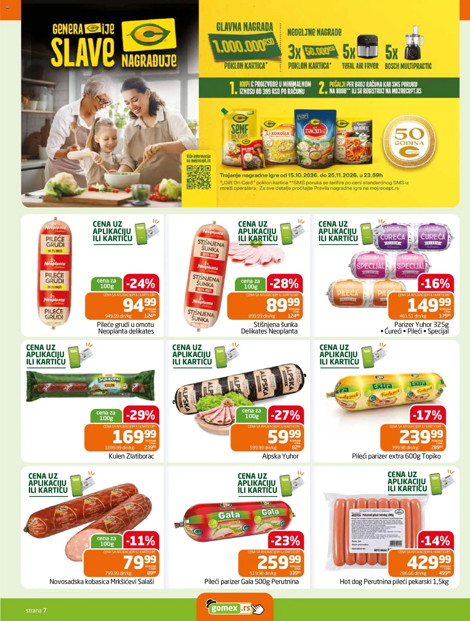 Gomex katalog - važi od 15.10.2026 | Strana: 7 | Proizvode: Parizer, Senf, Kulen, Hot dog