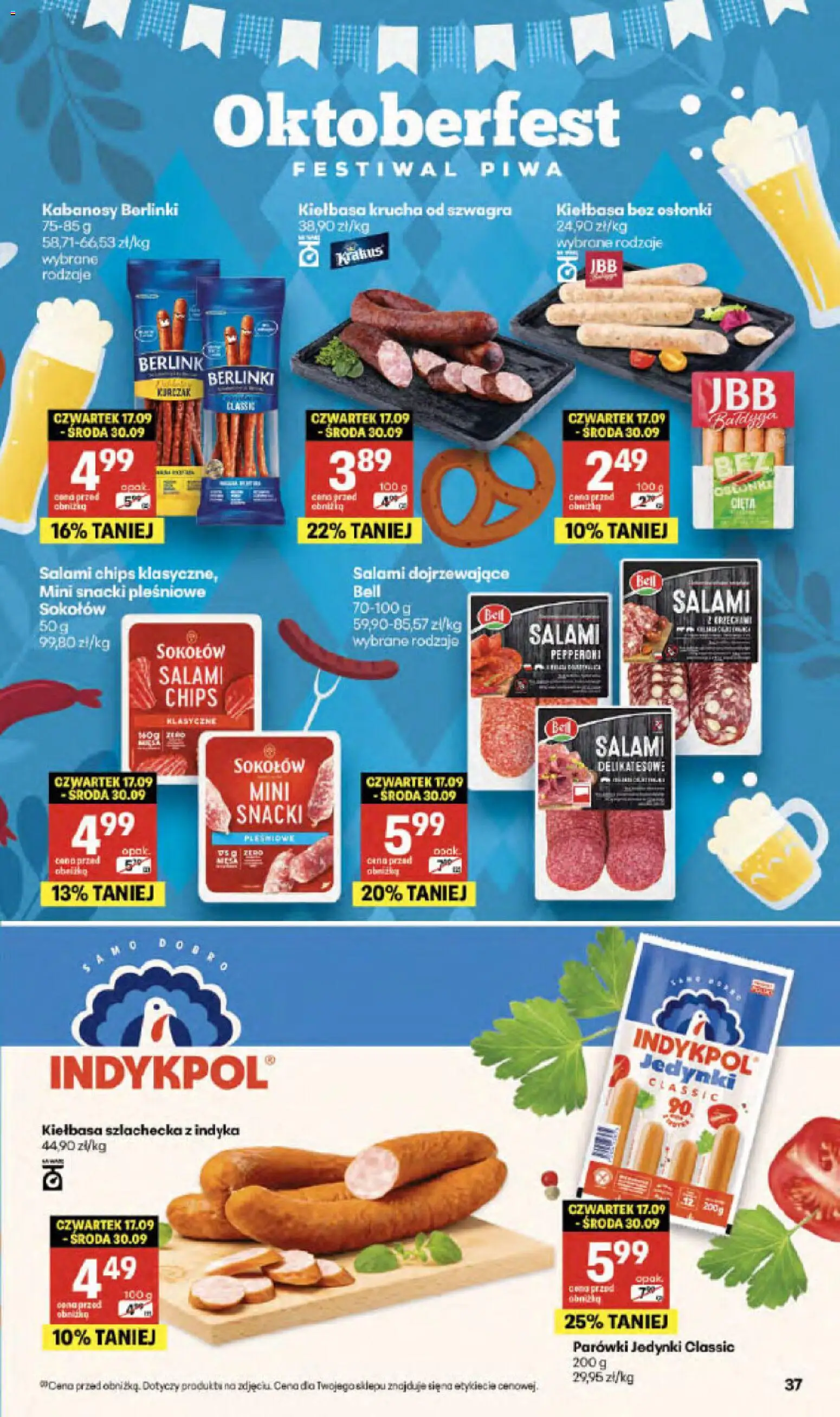 Delikatesy Centrum gazetka - Sklepy Własne od 24.09.2026 | Strona: 37 | Produkty: Kiełbasa, Kabanosy, Parówki, Salami