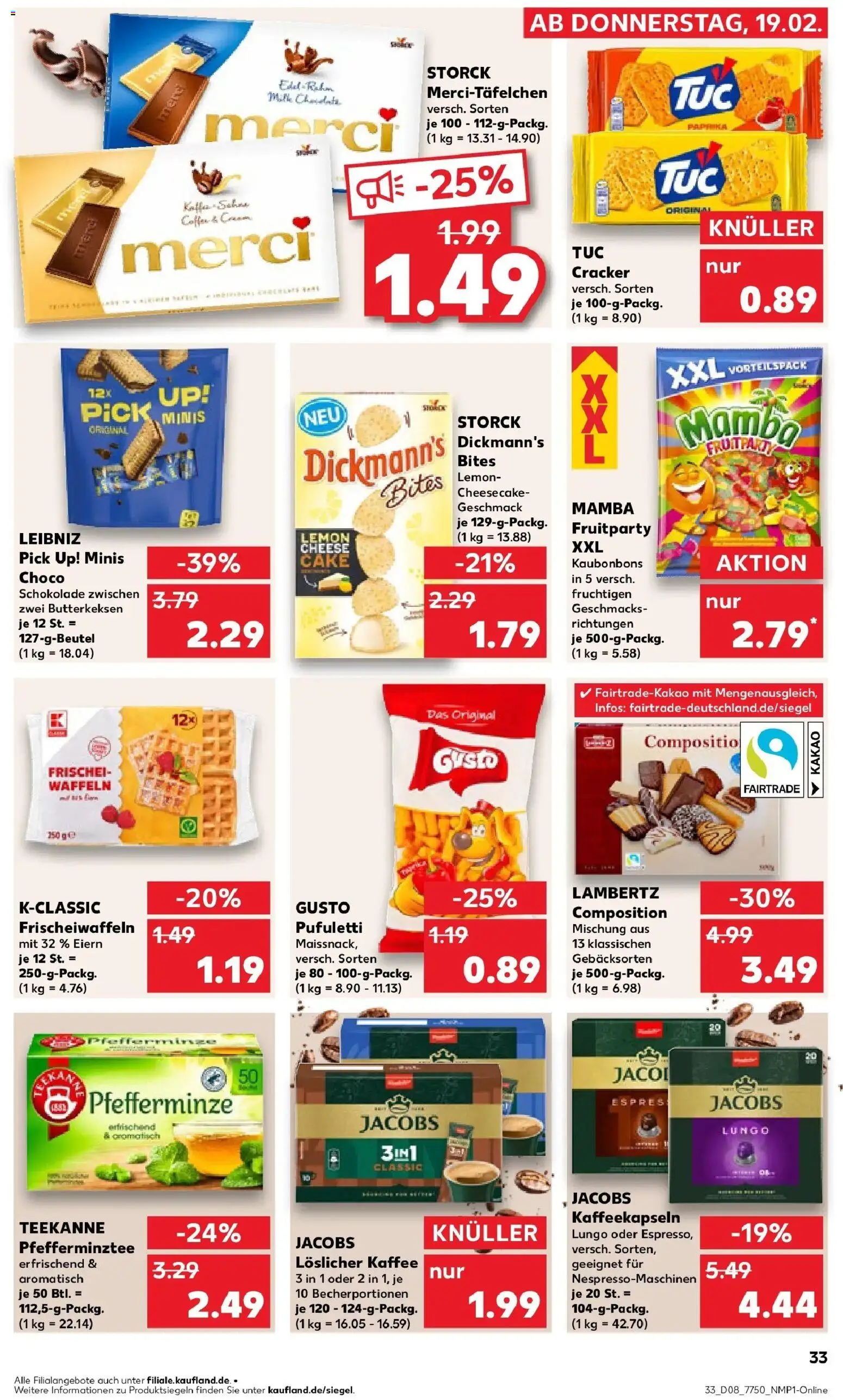 Kaufland prospekt Hermeskeil	 – gültig ab 19.02.2026 | Seite: 41 | Produkte: Merci, Kaffee, Schokolade, Teekanne