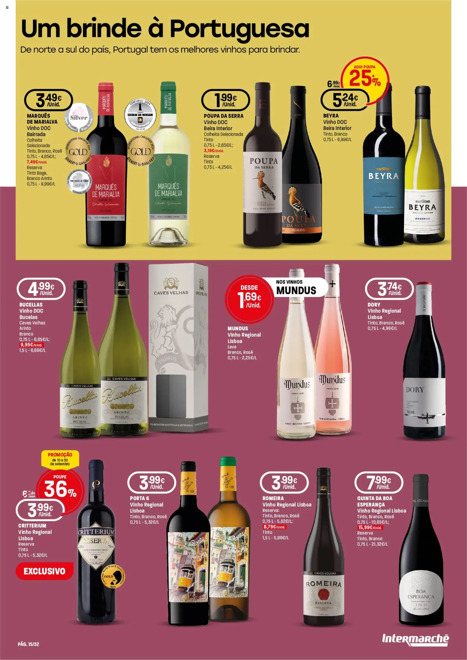 Intermarché folheto Especial Vinhos Super │ válido de 10/09/2026 | Página: 15 | Produtos: Porta, Vinho