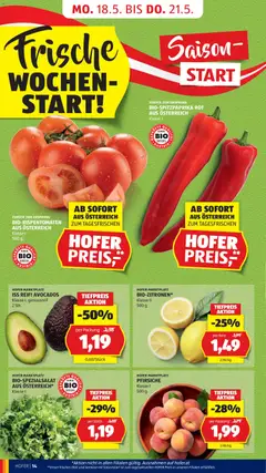 Hofer Flugblatt ab 15.05.2026 gültig | Seite: 18 | Produkte: Gemüse, Obst