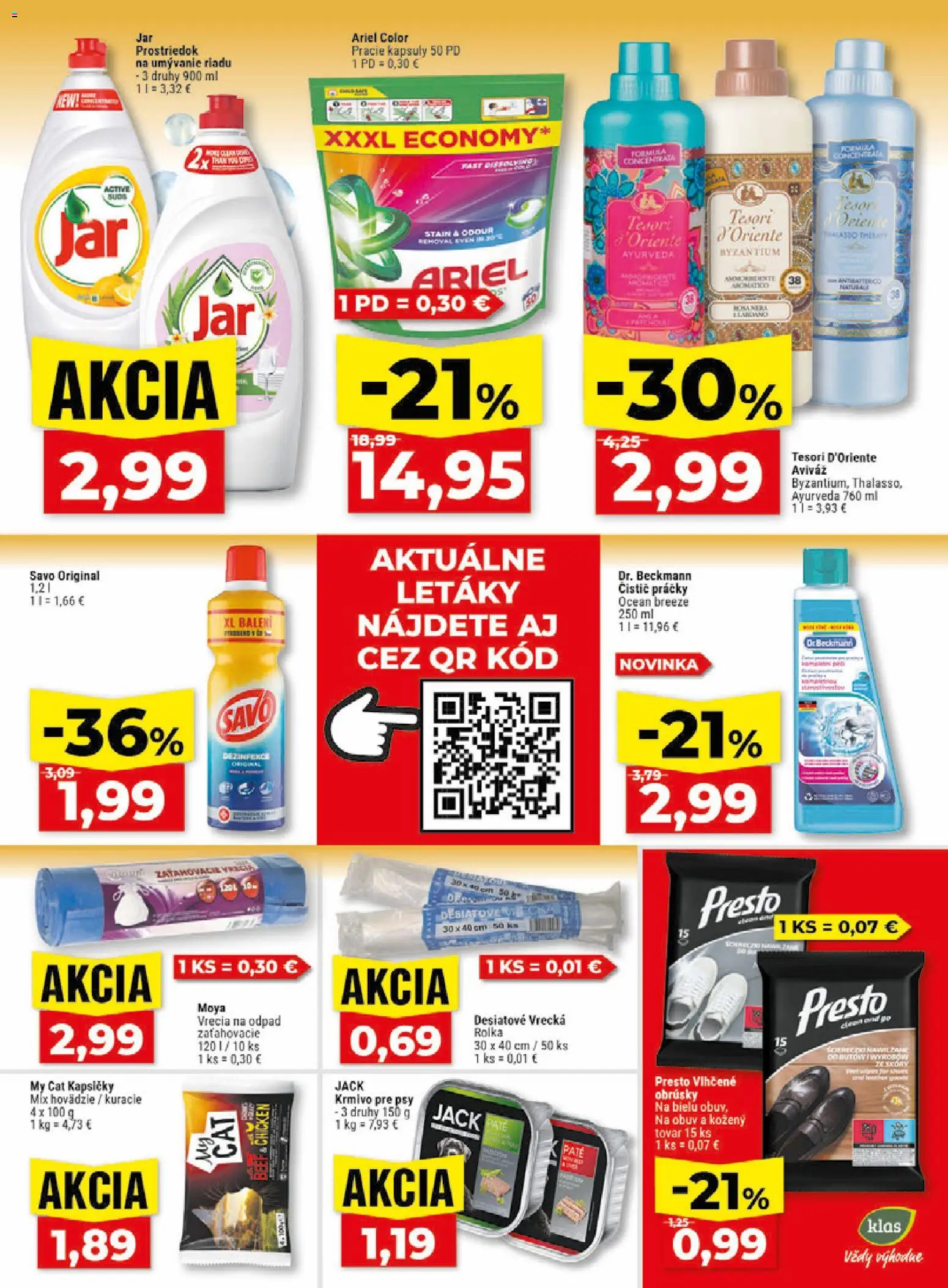 Nové Klas akcie – leták je platný od 27.07.2026 | Strana: 26 | Produkty: Práčky, Savo, Ariel