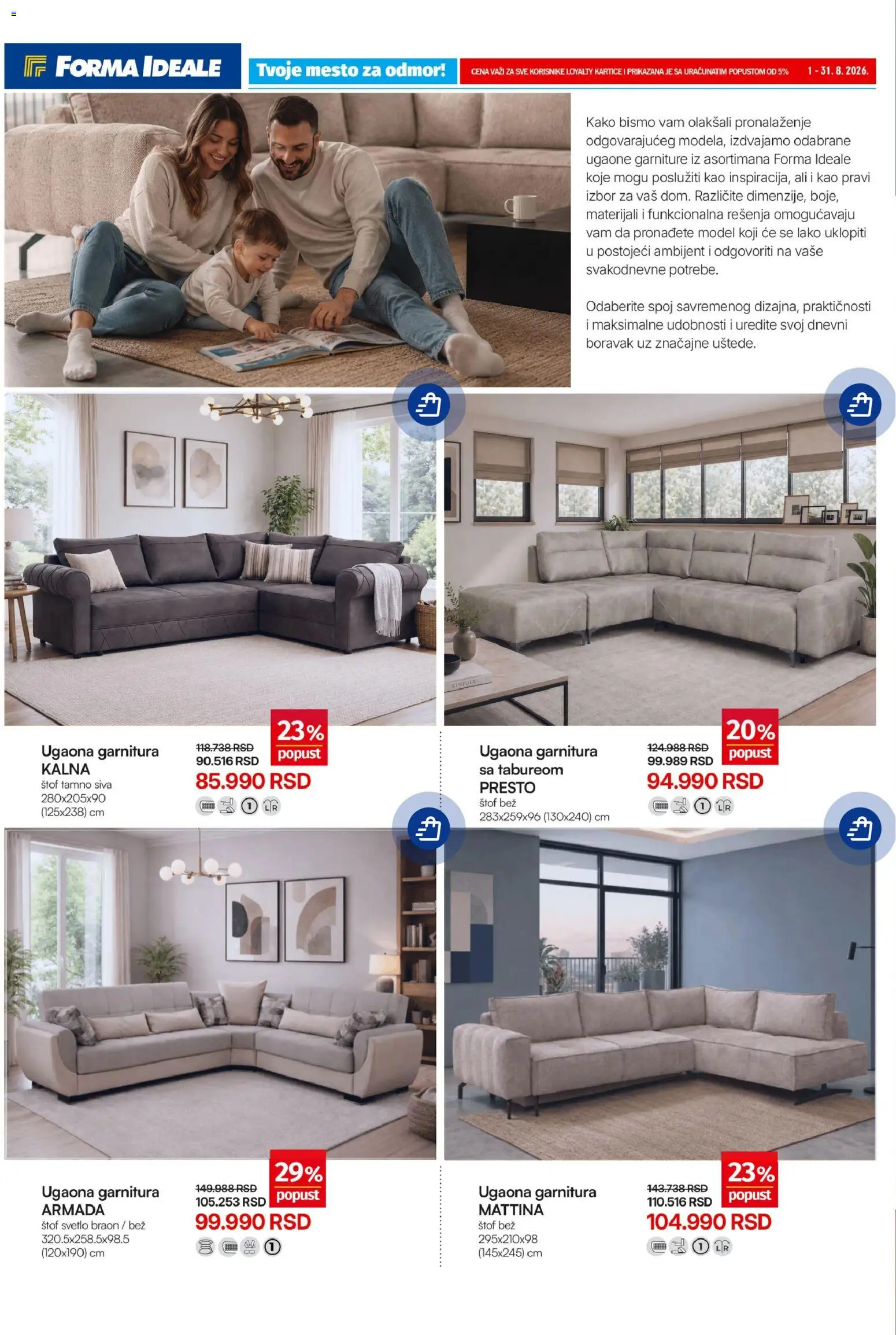 Forma Ideale katalog - važi od 01.08.2026 | Strana: 4 | Proizvode: Ugaona garnitura