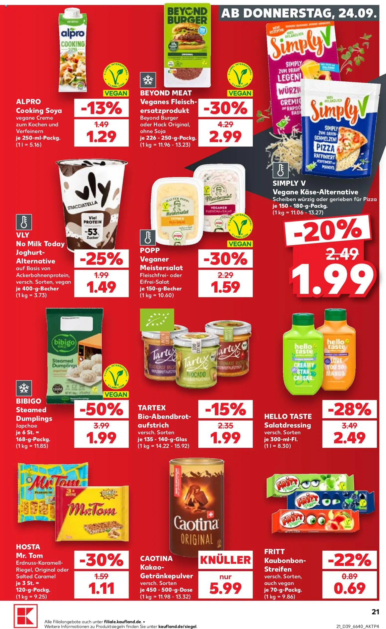 Kaufland Prospekt – gültig ab 24.09.2026 | Seite: 21 | Produkte: Joghurt, Alpro, Mango, Pizza