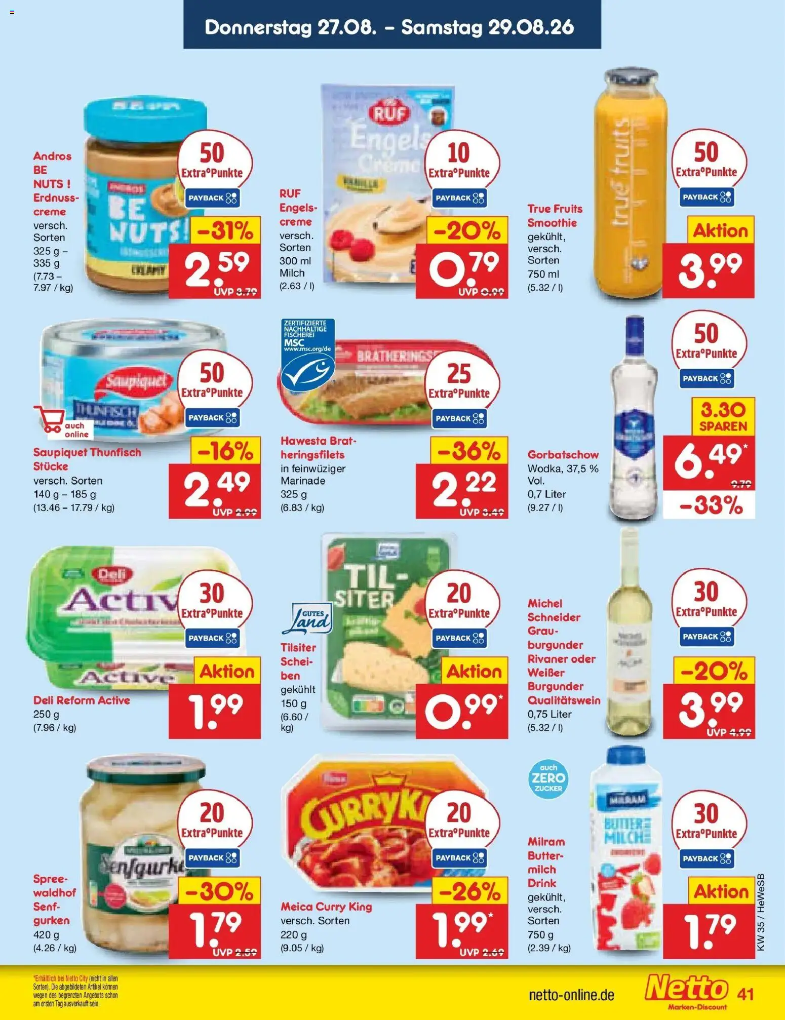 Netto Marken-Discount Prospekt Hamburg (ab 24.08.2026) » Angebote | Seite: 55 | Produkte: Milch, Thunfisch, Creme, Deli reform