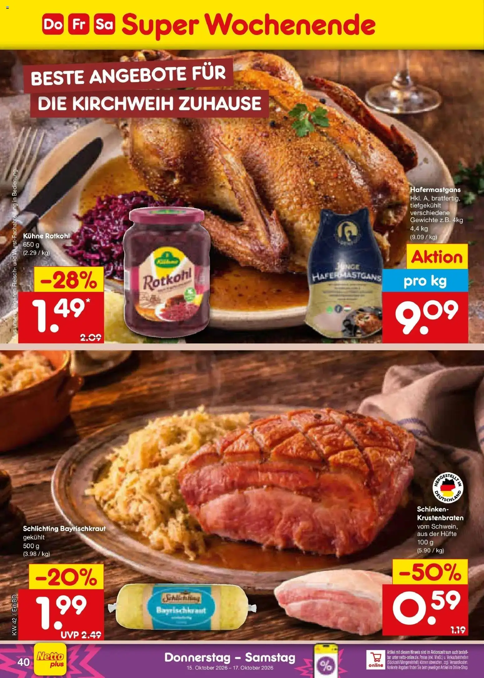 Netto Marken-Discount Prospekt Velden – gültig ab 12.10.2026 | Seite: 56 | Produkte: Rotkohl, Krustenbraten, Schinken, Fleisch