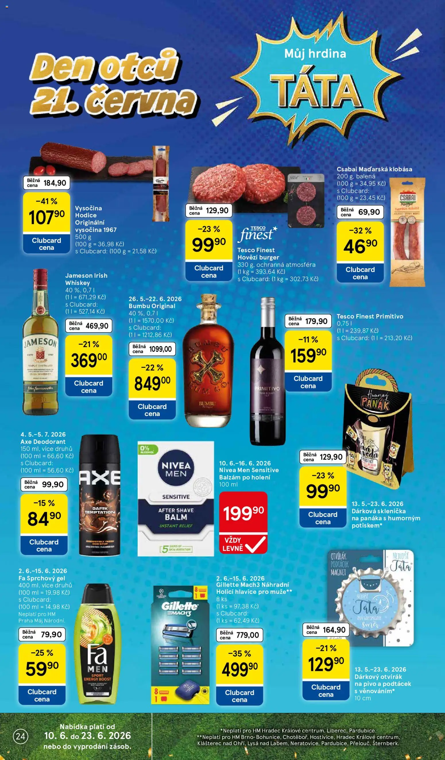 Tesco leták - Hypermarket od 10.06.2026 | Strana: 24 | Produkty: Deodorant, Rum, Nivea, Gillette Mach3