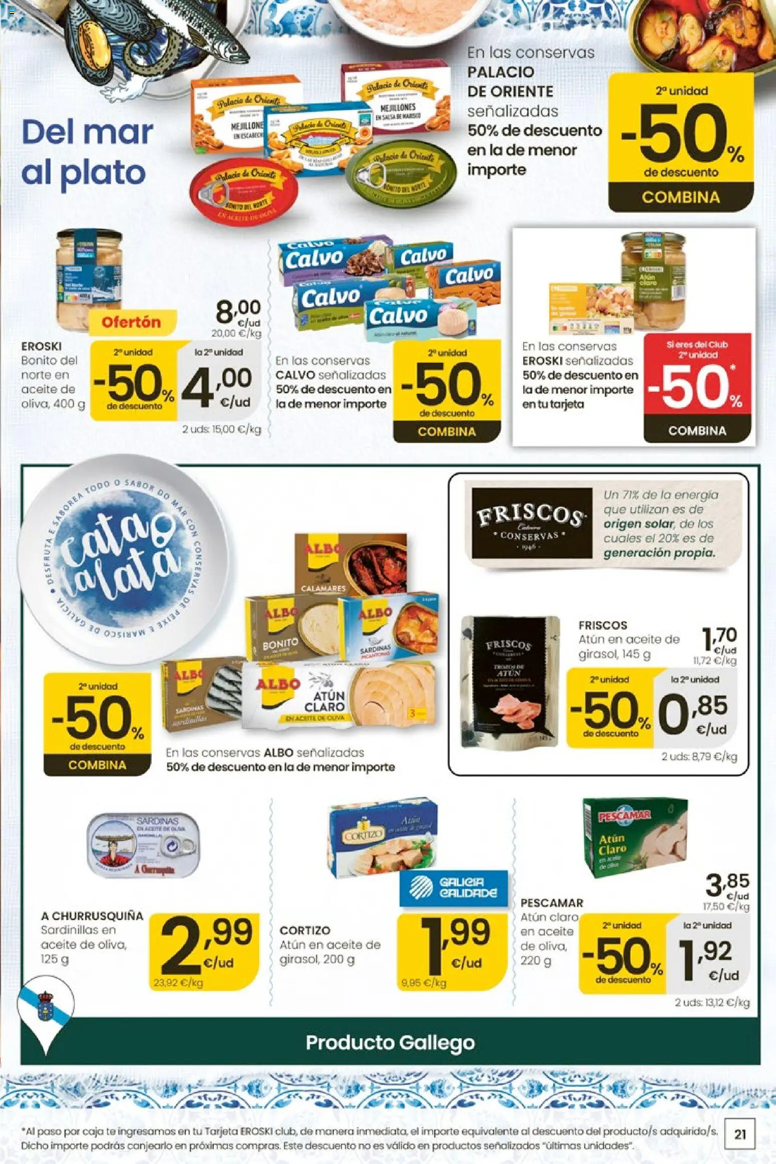 Eroski Ofertones de verano │ válido desde el 28.05.2026 | Página: 21 | Productos: Sardinillas, Té, Caja, Atún claro
