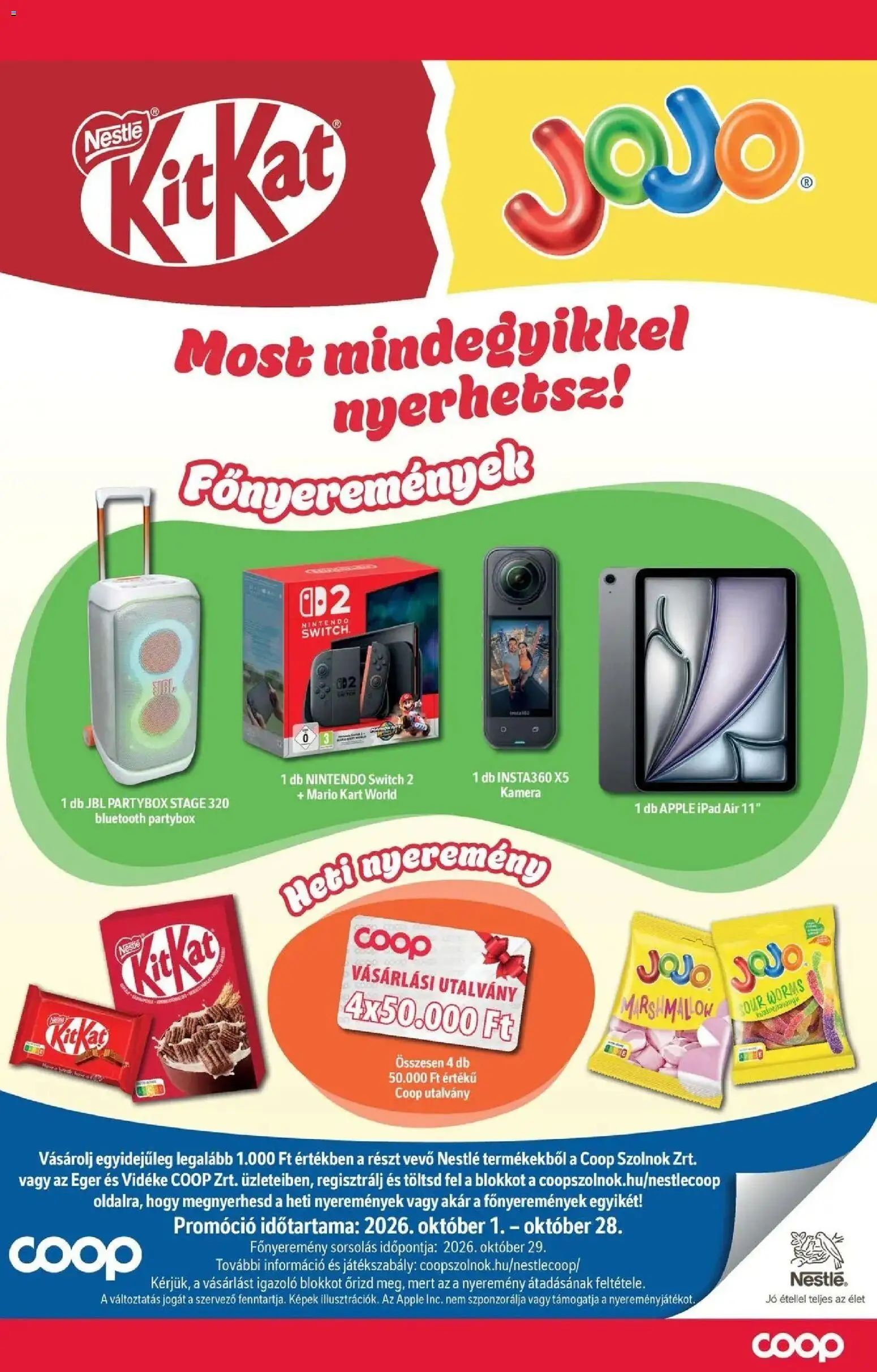 COOP Szolnok akciós újság Monorierdő - 2026.10.08. -tól/töl > akció, lapozható szórólap 🛍️ | Oldal: 8 | Termékek: Kamera, Nestlé, KitKat, Nintendo Switch