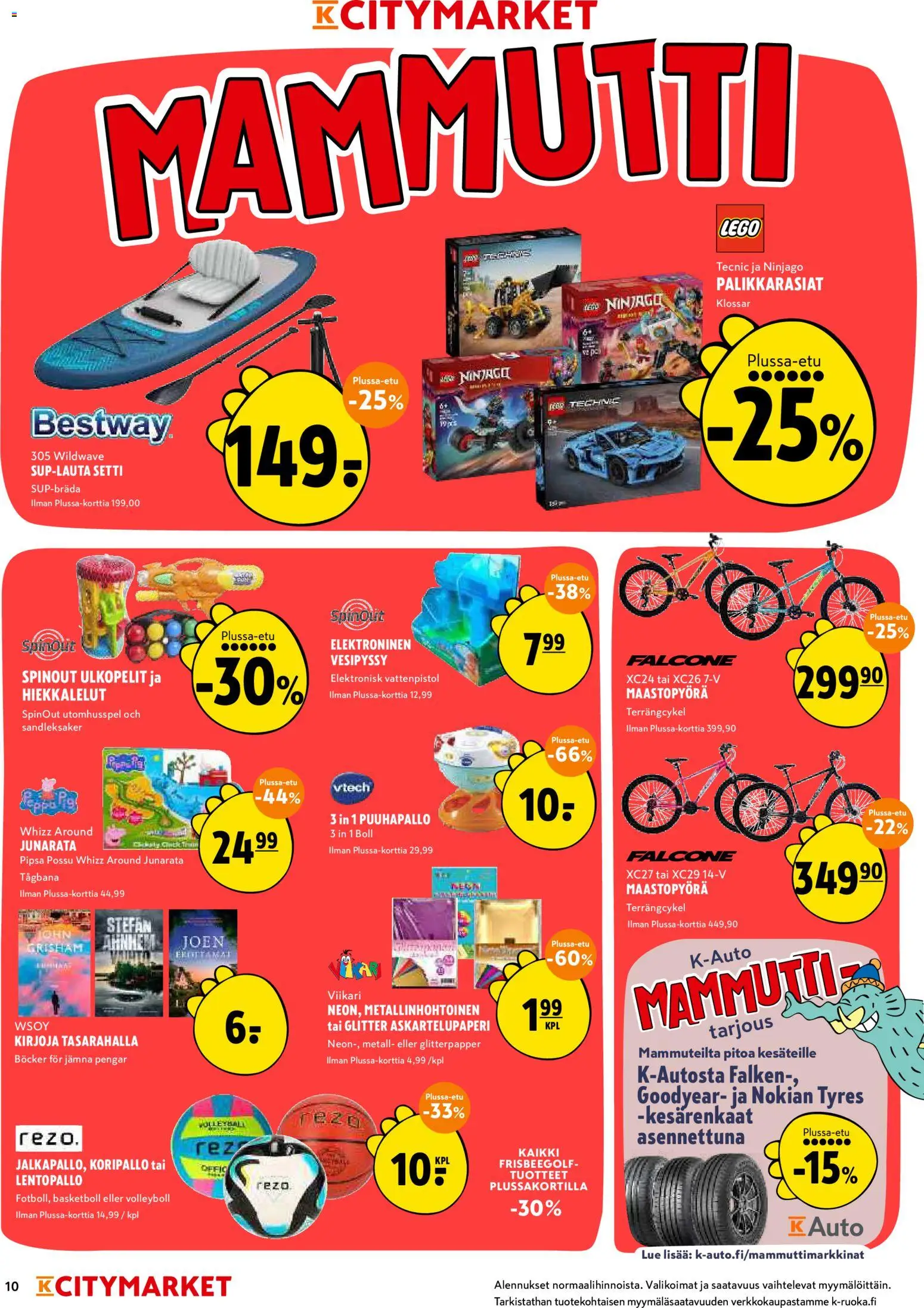 K-Citymarket tarjoukset – voimassa 18.05.2026 alkaen | Sivu: 10 | Tuotteet: Maastopyörä, Vesipyssy, Koripallo