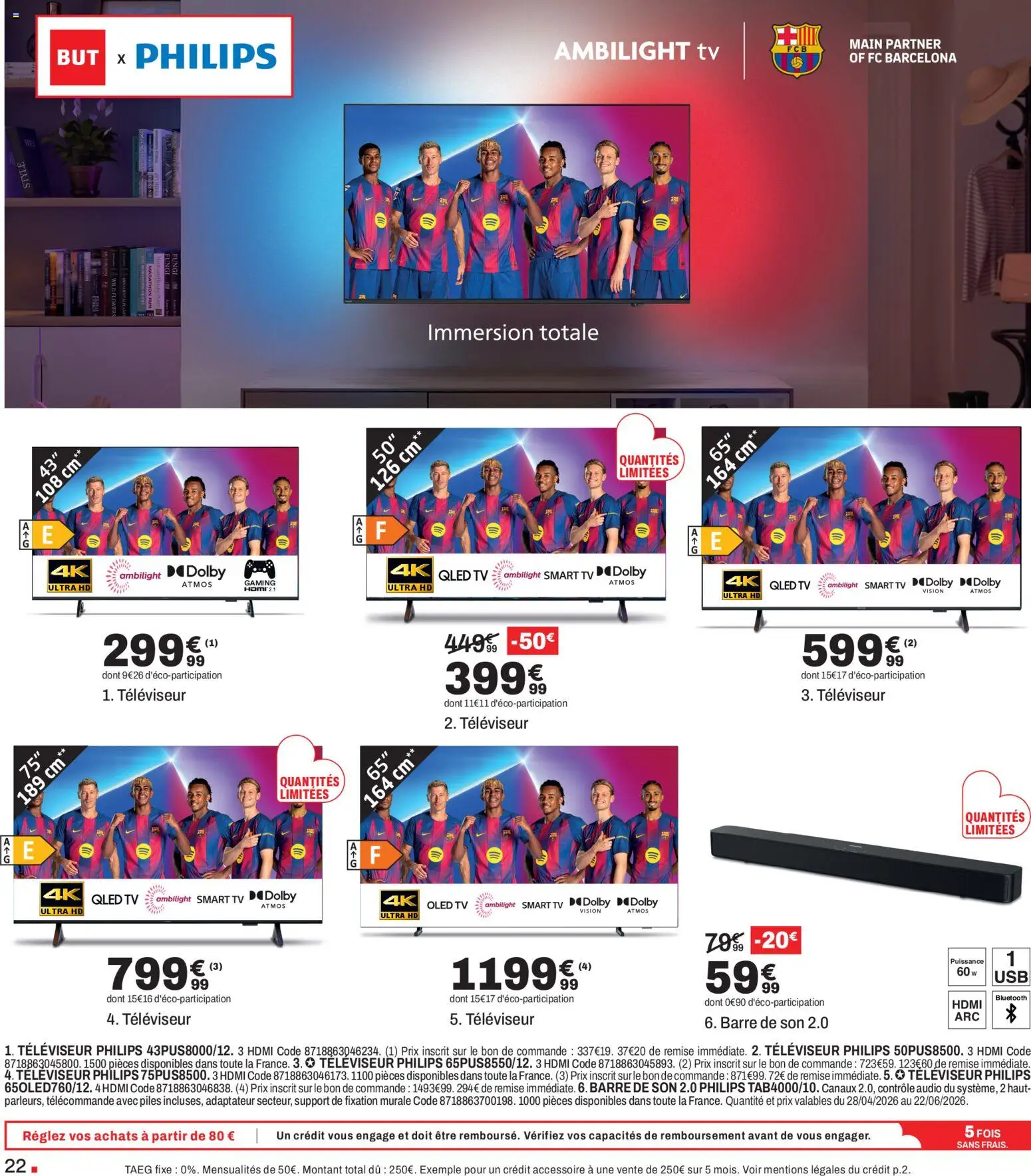 {H1} | Page: 22 | Produits: Audio, Adaptateur, Smart TV, Piles