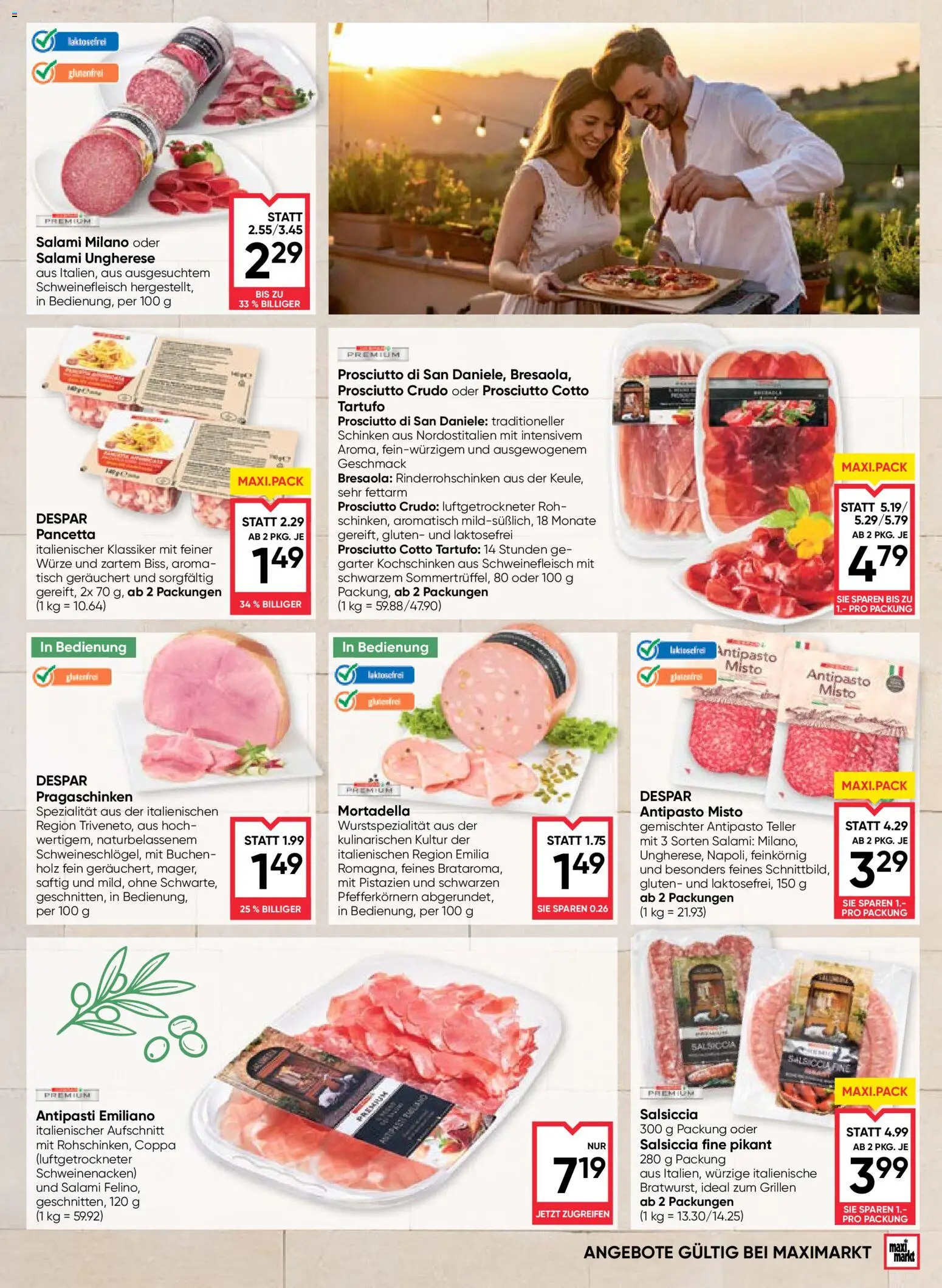 Maximarkt Bella Italia gültig ab 01.07.2026 | Seite: 3 | Produkte: Tisch, Salami, Schinken, Schweinefleisch