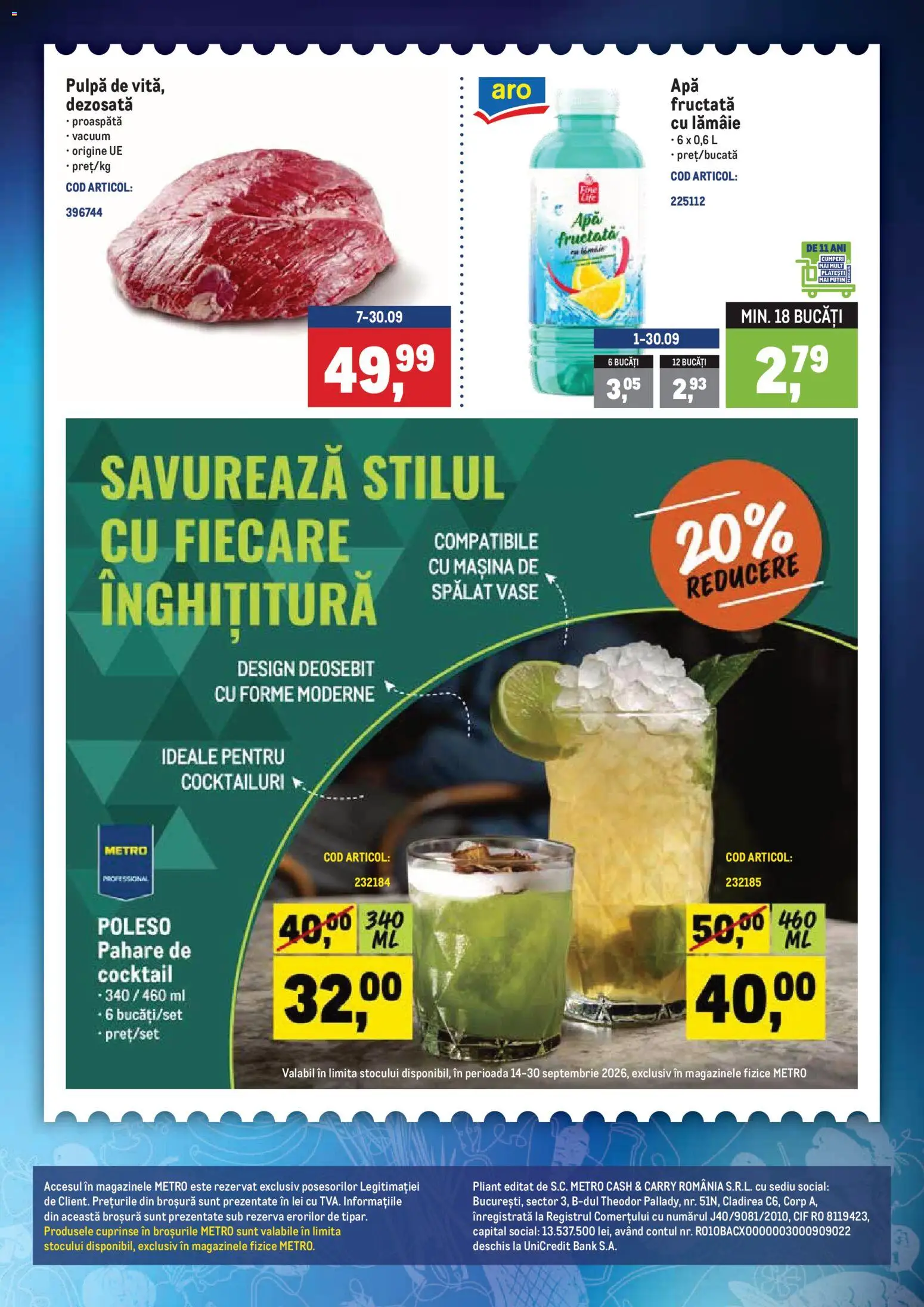 Noul catalog Metro – valabil de la 22.09.2026 | Pagină: 3 | Produse: Cif, Cocktailuri, Pahare, Vase
