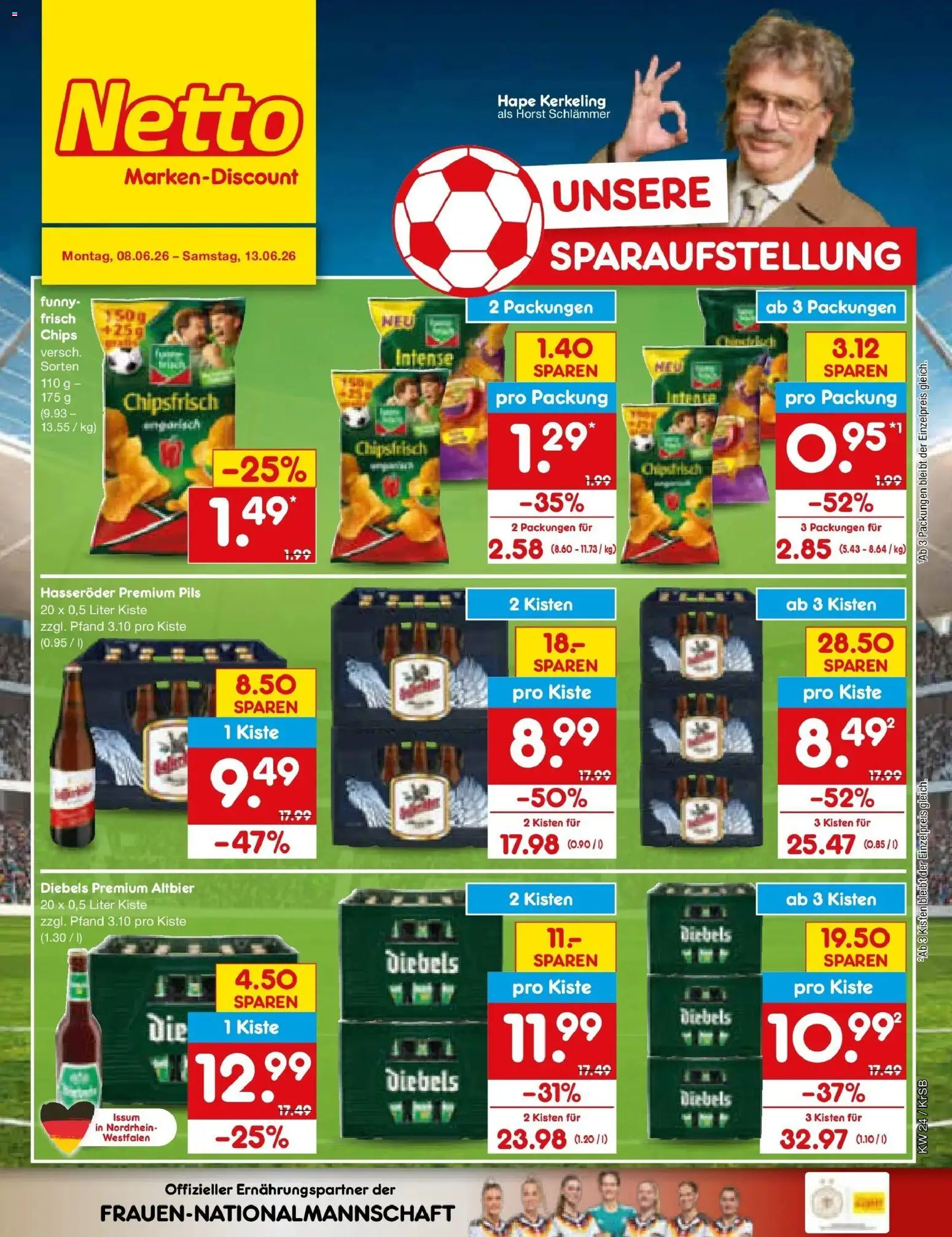 Netto Marken-Discount Prospekt Jüchen – gültig ab 08.06.2026 | Seite: 3 | Produkte: Funny frisch, Pils, Hasseröder, Chips