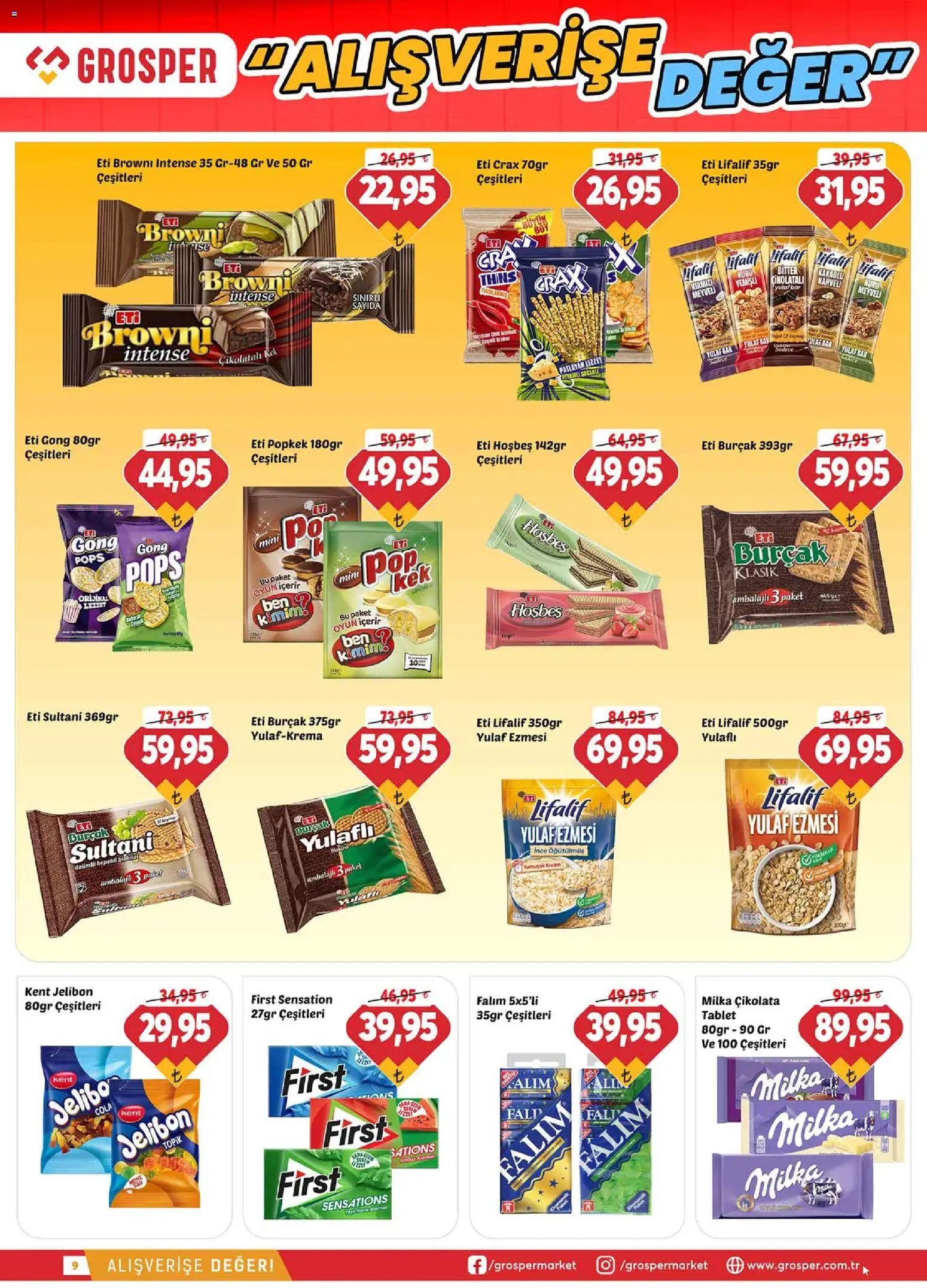 Grosper Katalog - 06.05.2026 tarihinden itibaren geçerlidir | Sayfa: 9 | Ürünler: Çikolata, Yulaf, Oyun, Bisküvi