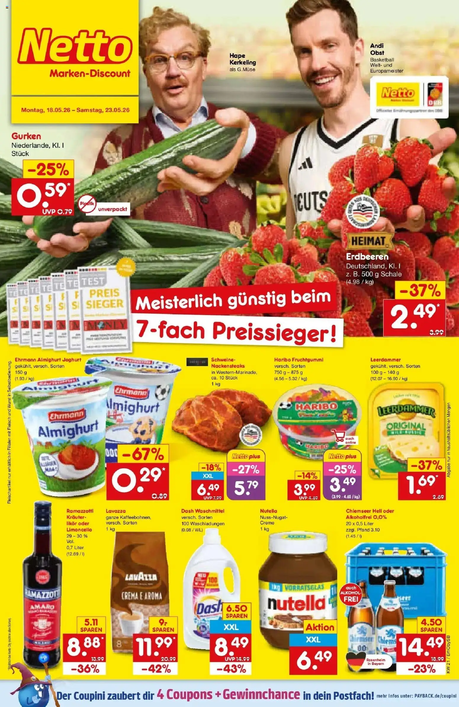 Netto Marken-Discount Prospekt Mauern	 – gültig ab 17.05.2026 | Seite: 1 | Produkte: Basketball, Limoncello, Erdbeeren, Ramazzotti