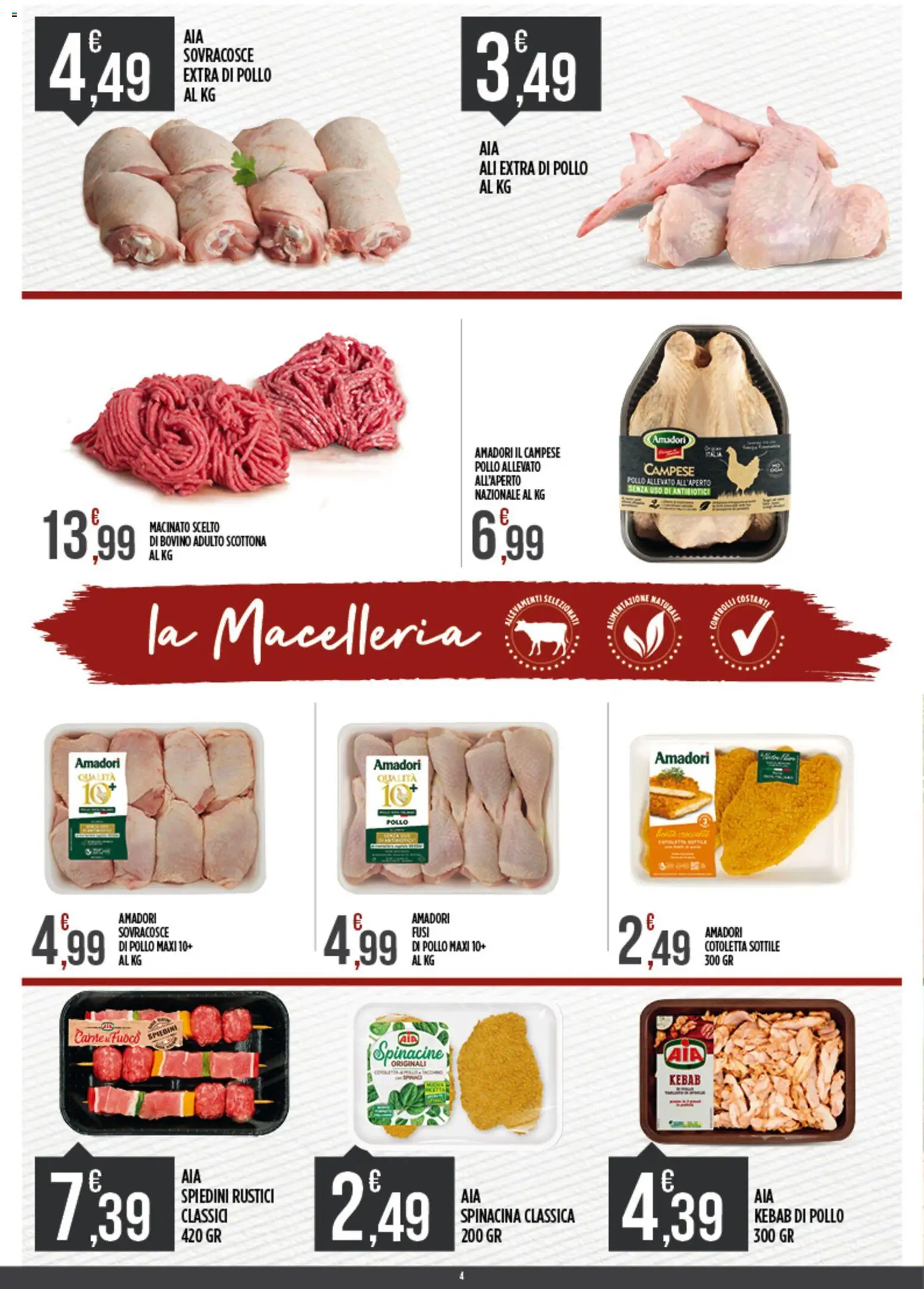 Volantino Euroesse del 20.04.2026 | Pagina: 4 | Prodotti: Bovino, Pollo, Spiedini, Macinato