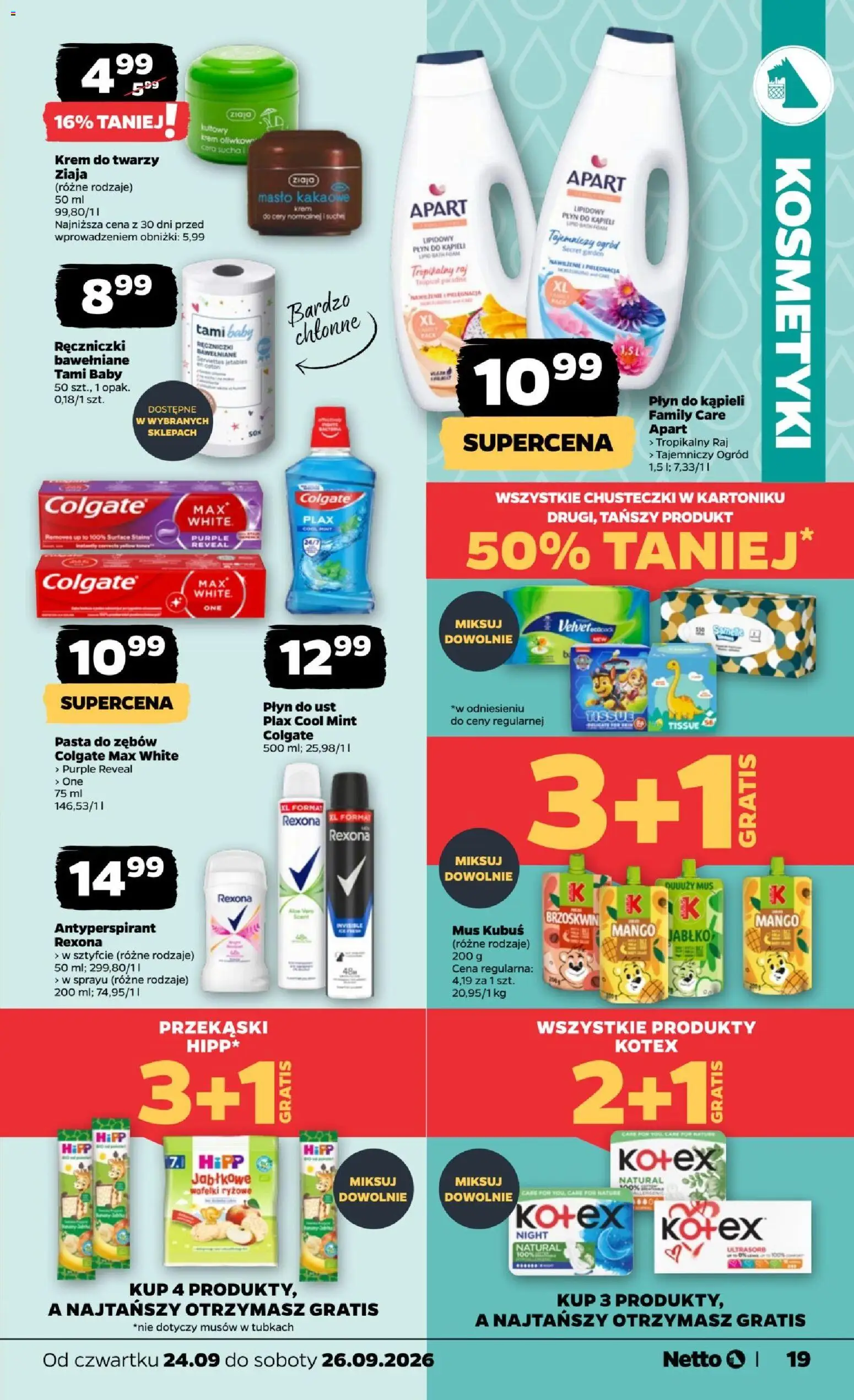Netto gazetka od czwartku od 24.09.2026 | Strona: 19 | Produkty: Mango, Chusteczki, Przekąski, Krem