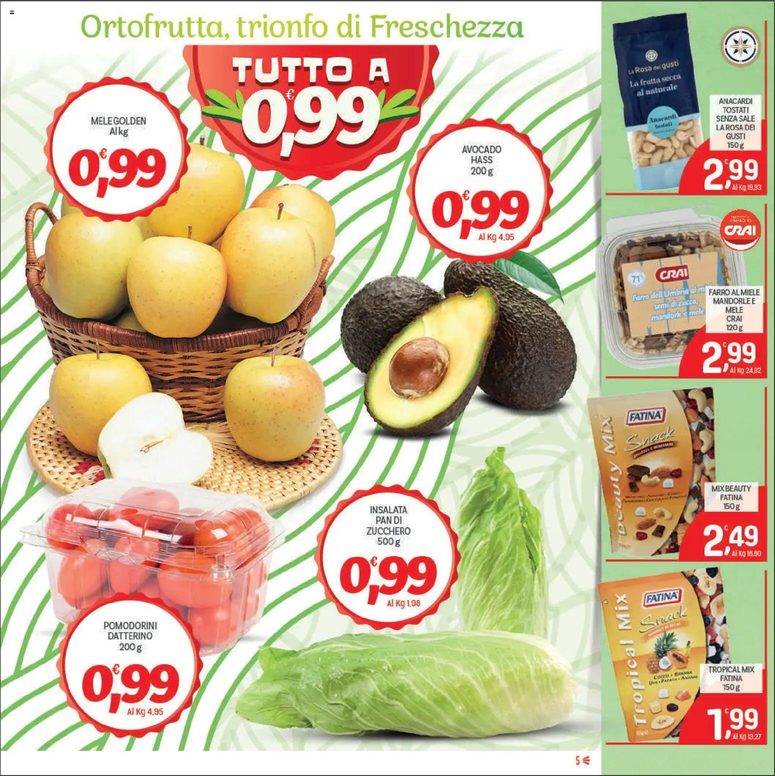Volantino CRAI del 11.06.2026 | Pagina: 5 | Prodotti: Pomodorini, Insalata, Anacardi, Mandorle