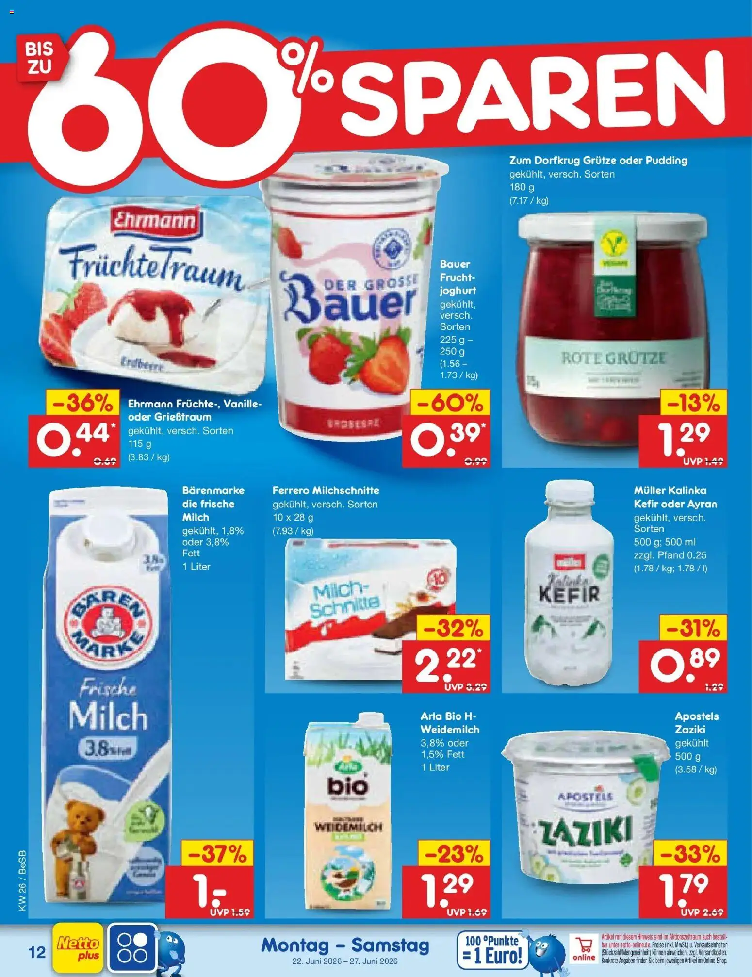 Netto Marken-Discount Prospekt Kremmen – gültig ab 21.06.2026 | Seite: 14 | Produkte: Kefir, Milch, Joghurt, Ferrero milchschnitte