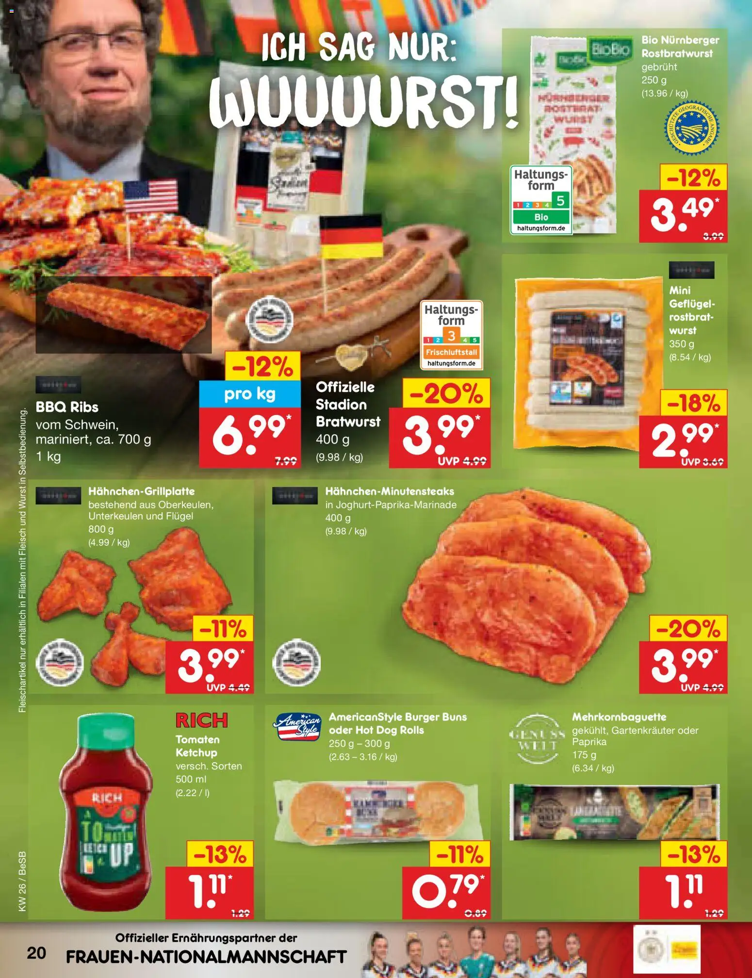 Netto Marken-Discount Prospekt – gültig ab 22.06.2026 | Seite: 26 | Produkte: Bratwurst, Paprika, Wurst, Ketchup