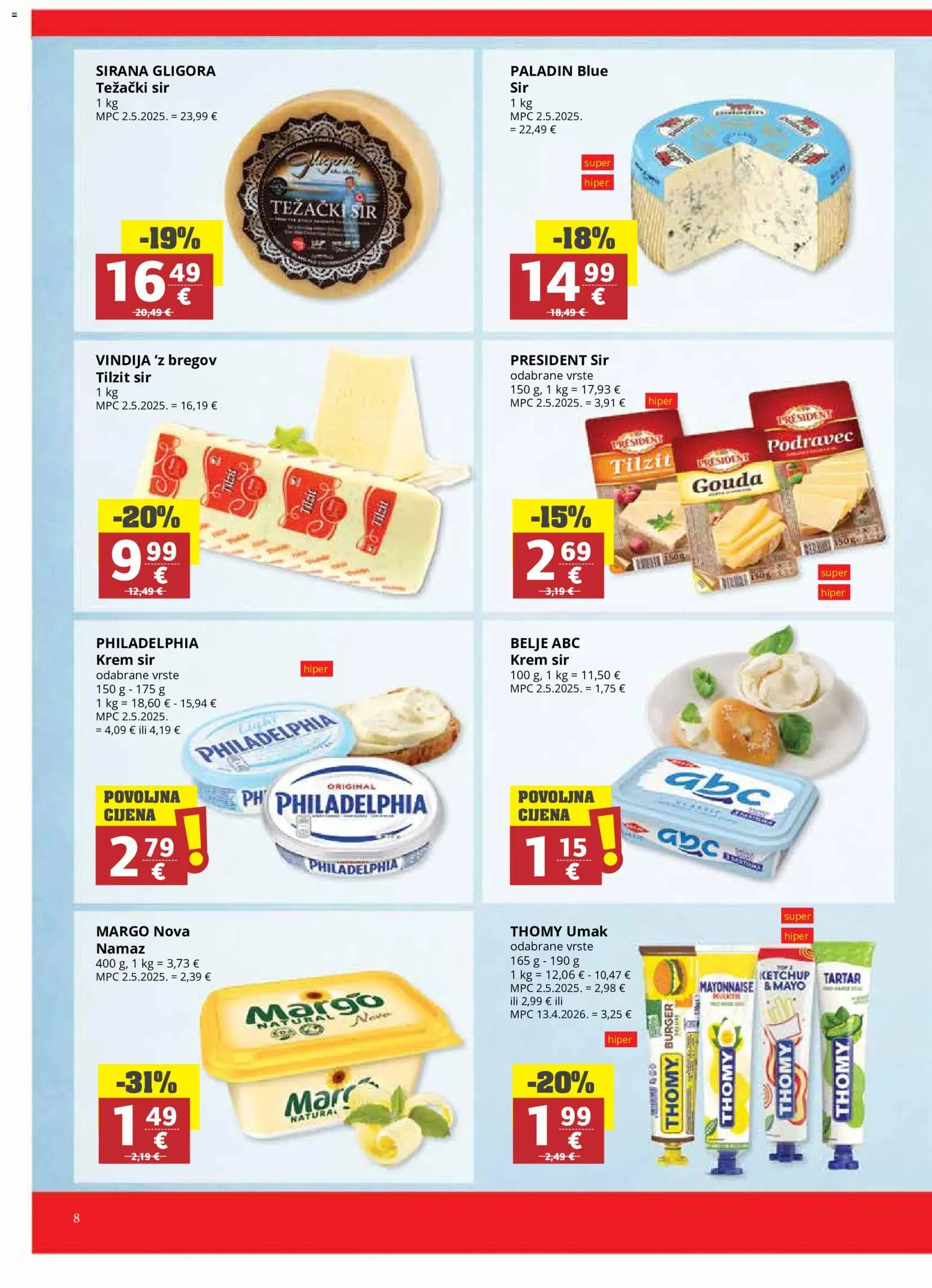 Ultra Gros katalog | vrijedi od 27.05.2026 | Stranica: 8 | Proizvodi: Sir, Umak, Gouda, Namaz
