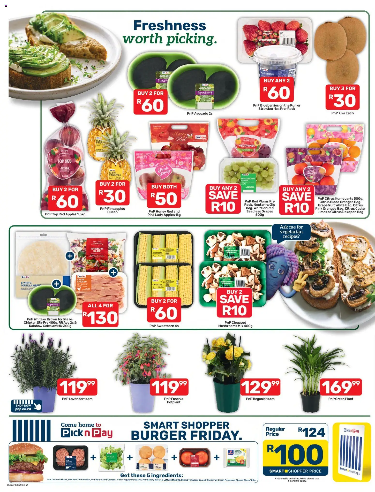 New Pick n Pay catalogue – valid from 31/08/2026 | Page: 2 | Products: Buns, Hood, Tomatoes, Nectarines