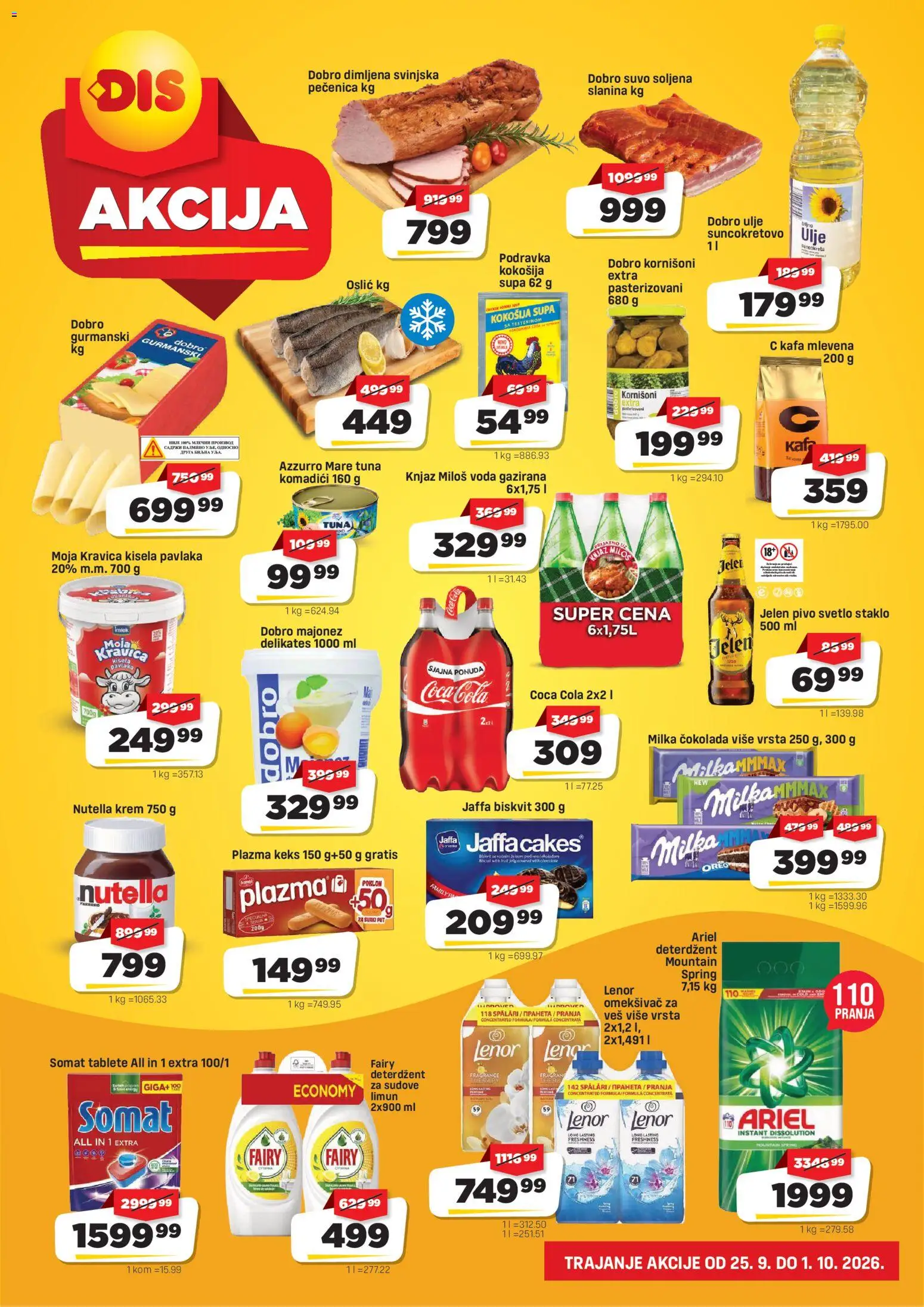 DIS katalog - važi od 25.09.2026 | Strana: 2 | Proizvode: Deterdžent, Somat, Coca Cola, Oslić
