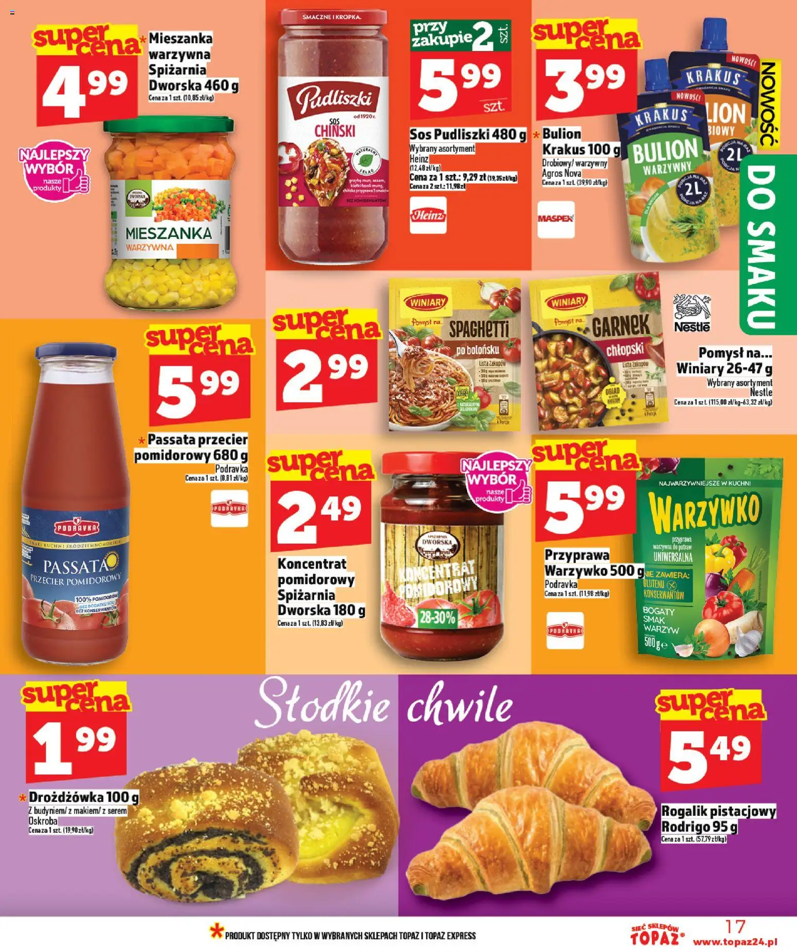 Topaz gazetka - MAZ od 16.04.2026 | Strona: 17 | Produkty: Przecier pomidorowy, Garnek, Mieszanka warzywna, Sos