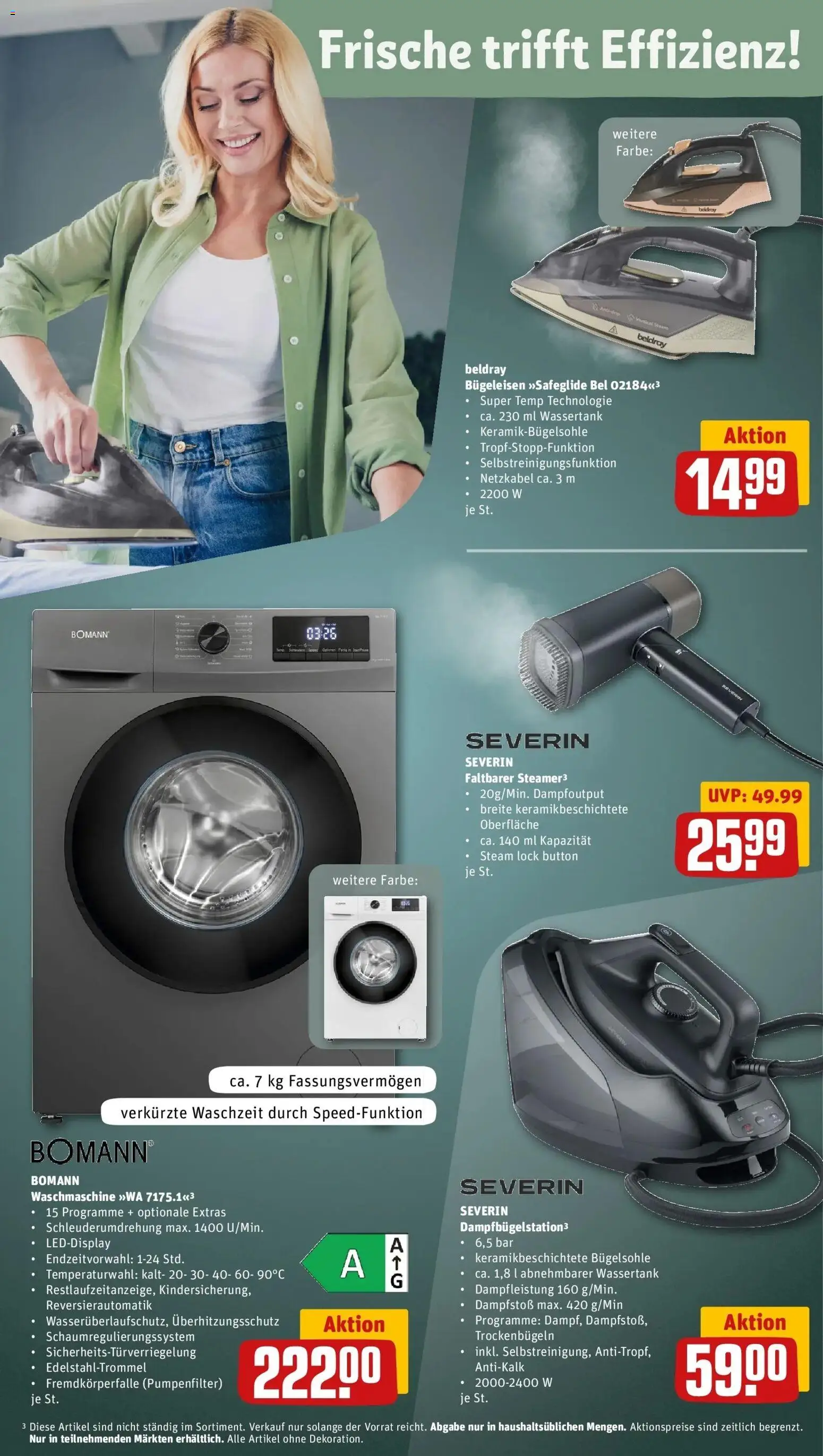 REWE Prospekt ab 10.08.2026 zum Blättern » Angebote | Seite: 36 | Produkte: Bügeleisen, Waschmaschine