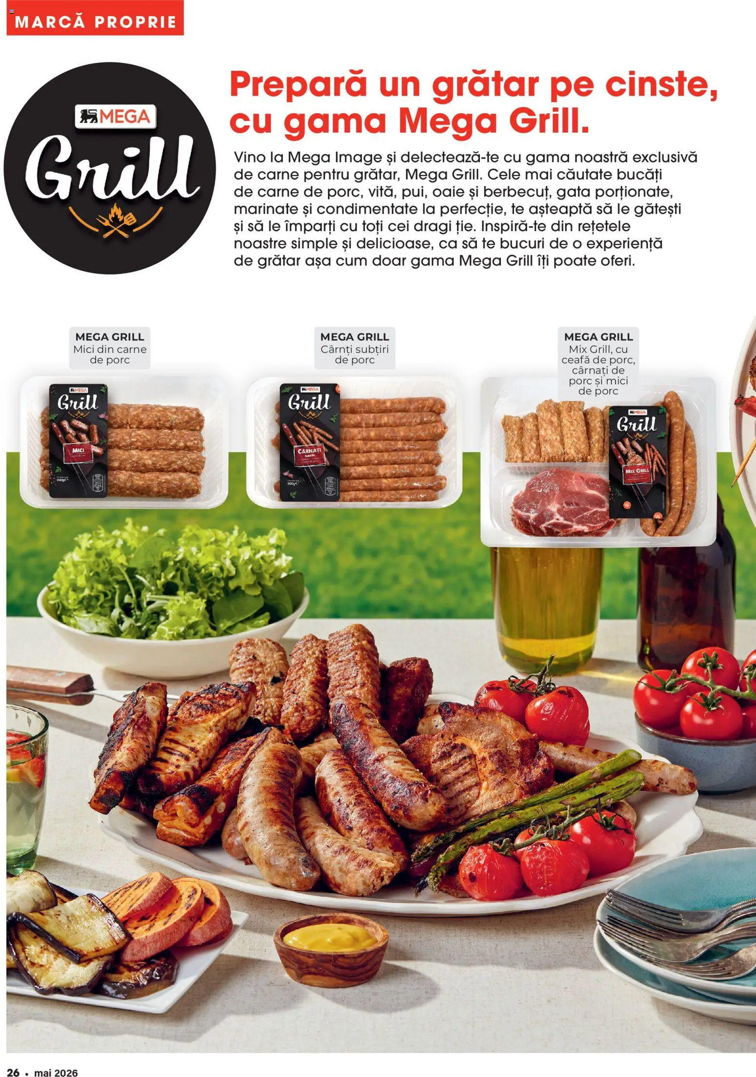 Noul catalog Mega Image – valabil de la 23.04.2026 | Pagină: 26 | Produse: Grill, Grătar, Mici, Cârnați